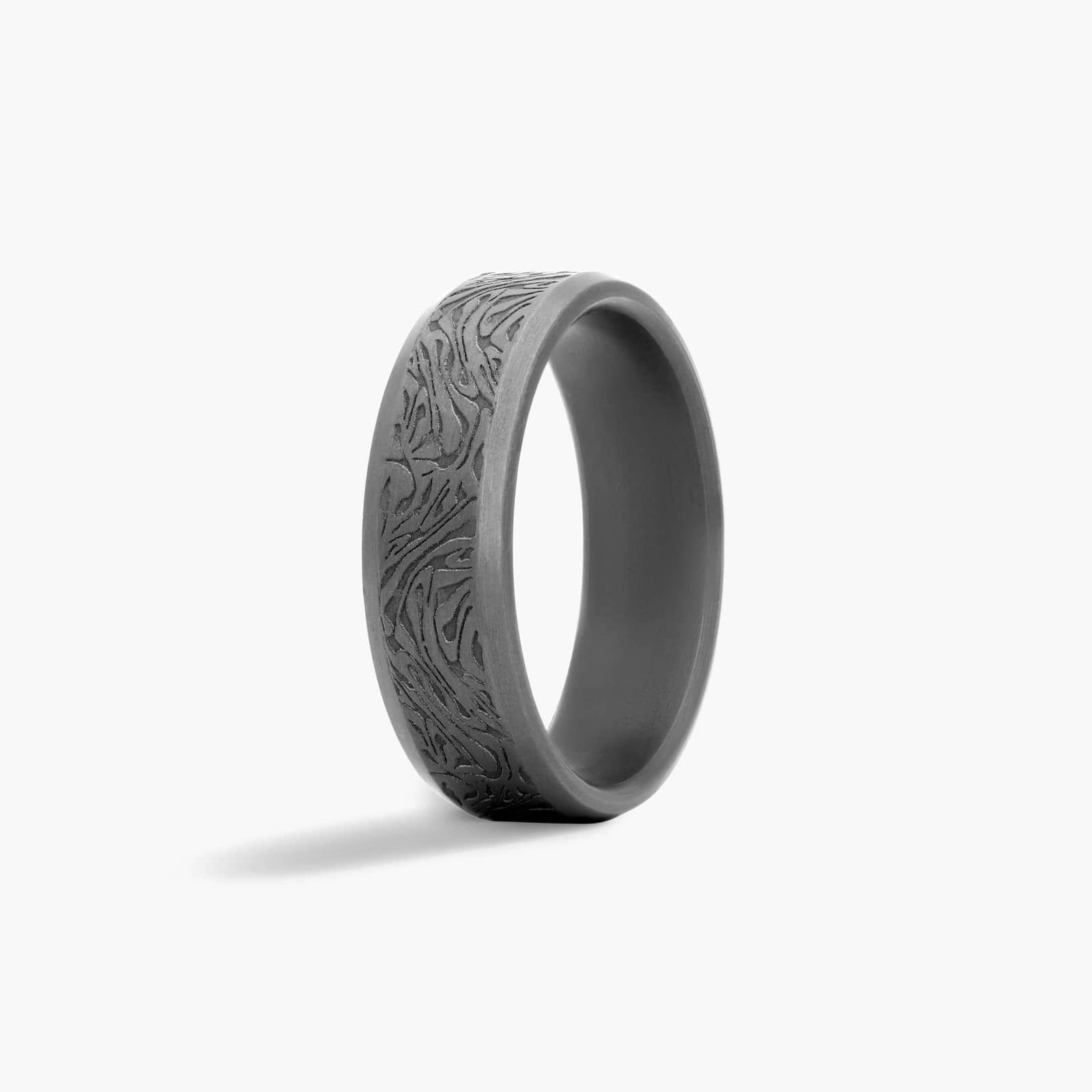 Comfort Fit Faux Mokume Pattern Men's Wedding Band In Tantalum (7.00mm)