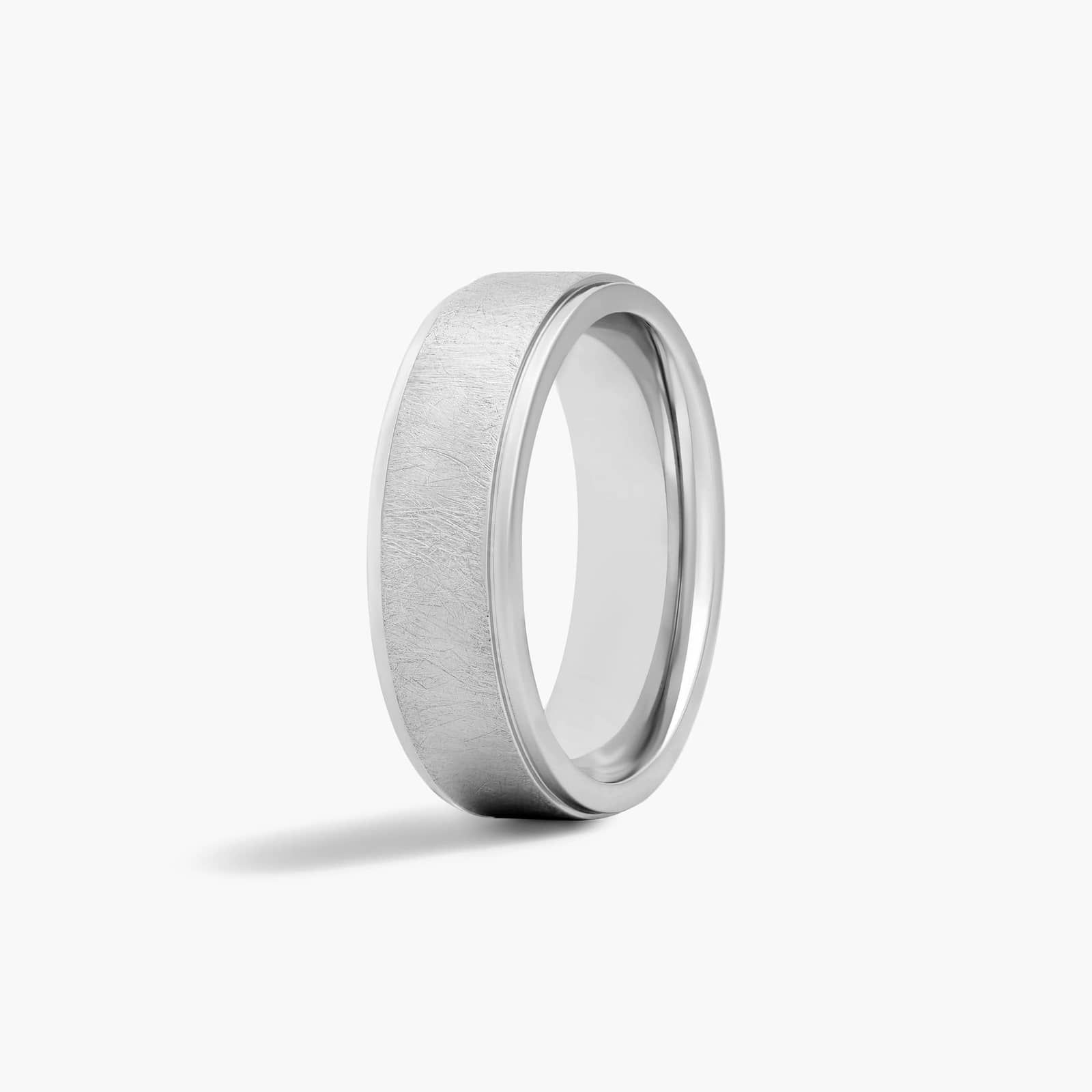 Comfort Fit Center Swirl Finish Drop Edge Men's Wedding Band In Cobalt (7.00mm)