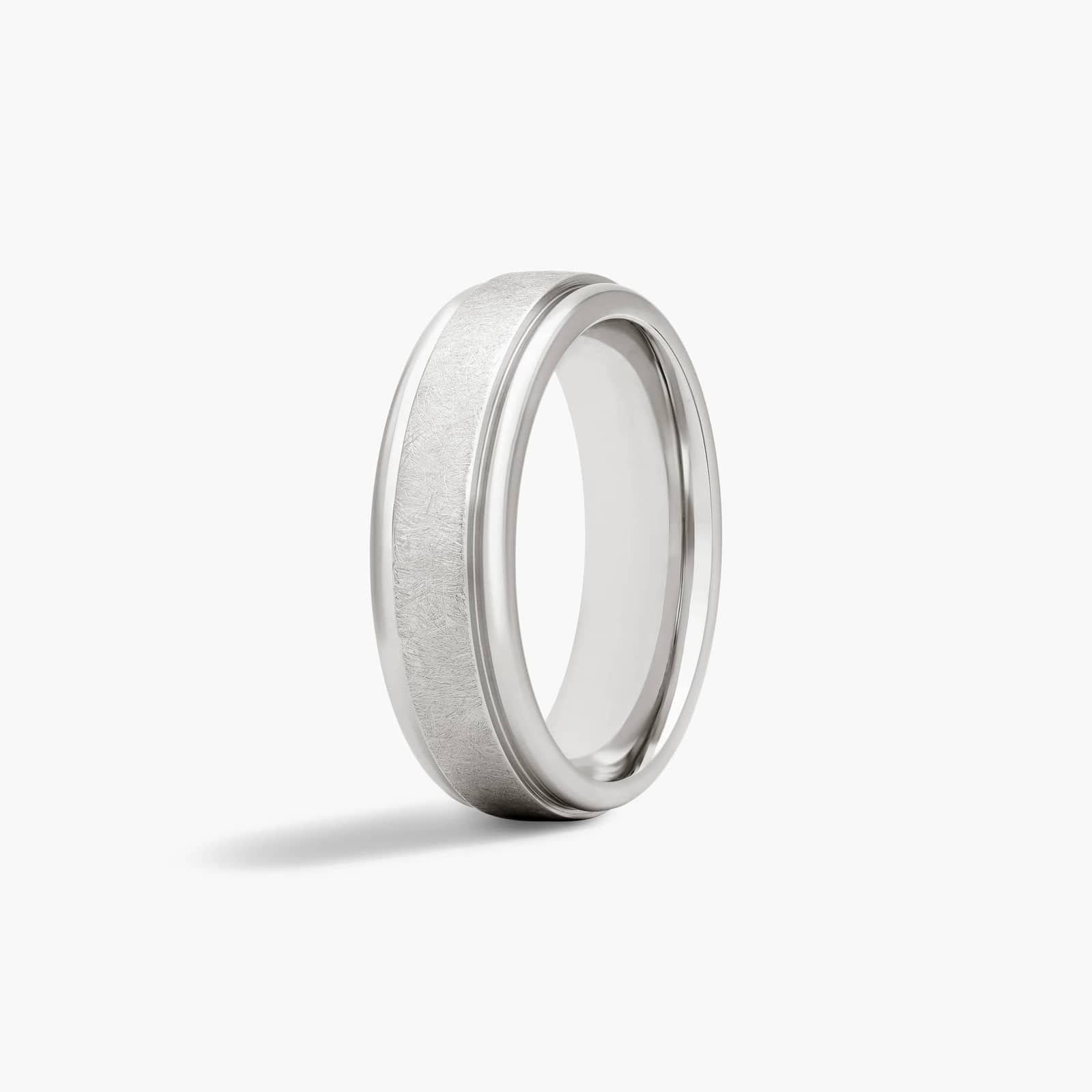 Comfort Fit Center Polished Swirl Finish Round Edge Men's Wedding Band In Cobalt (6.50mm)