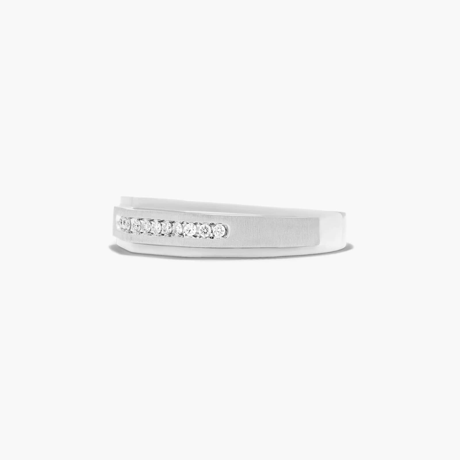 Channel Set Geometric Men's Diamond Wedding Band In 14K White Gold (6.50mm)