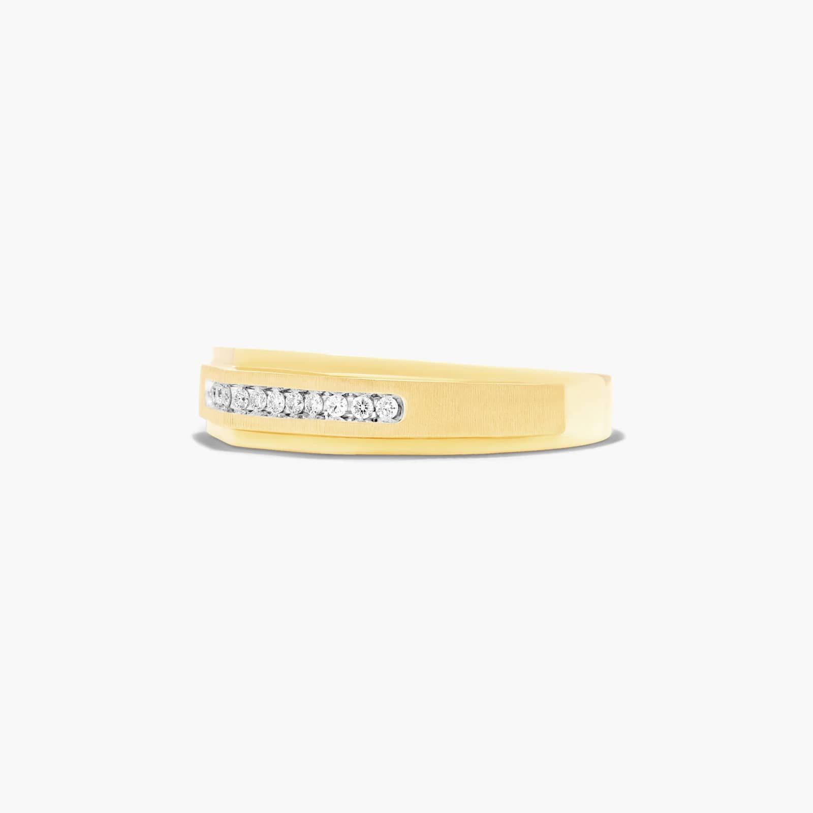 Channel Set Geometric Men's Diamond Wedding Band In 14K Yellow Gold (6.50mm)
