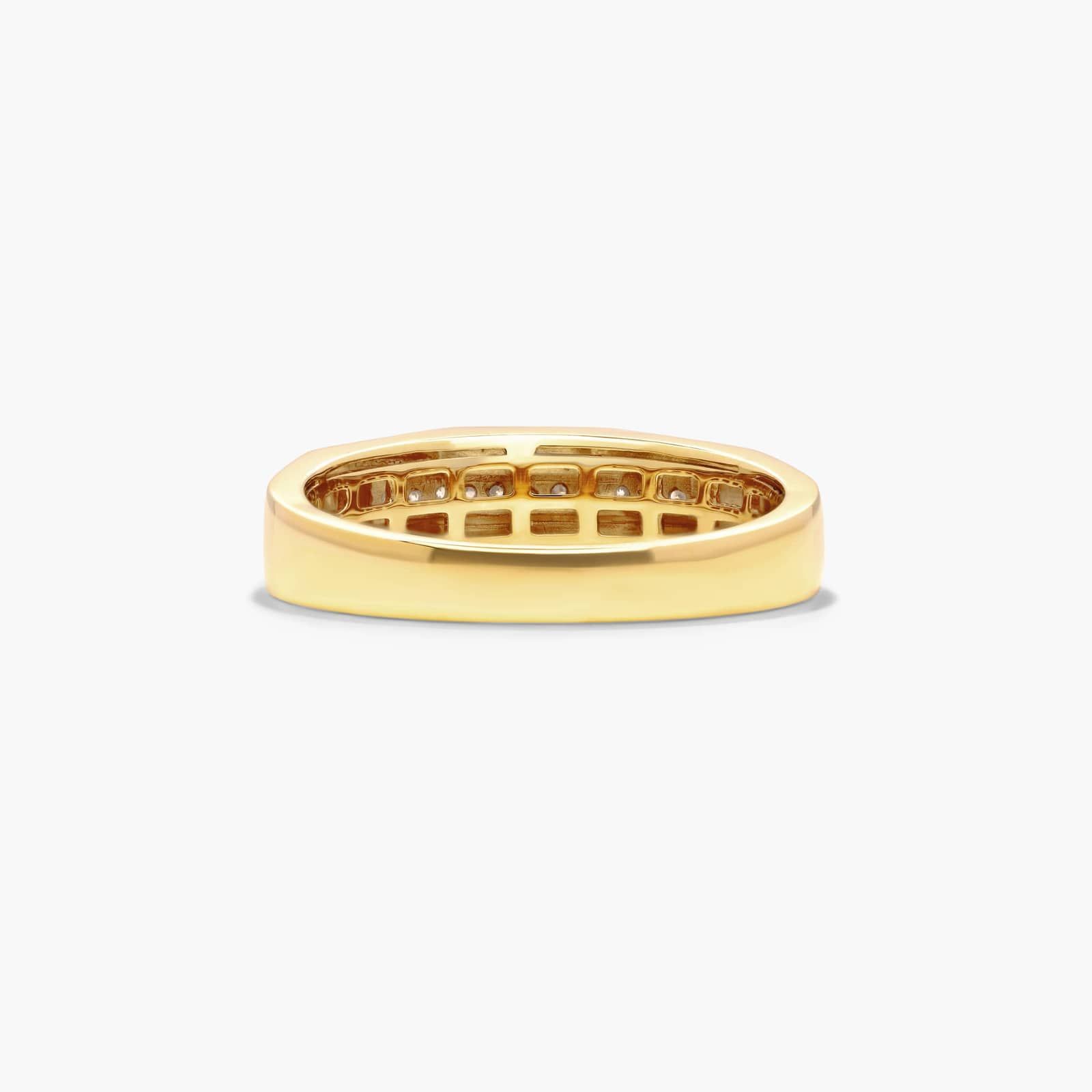 Channel Set Geometric Men's Diamond Wedding Band In 14K Yellow Gold (6.50mm)