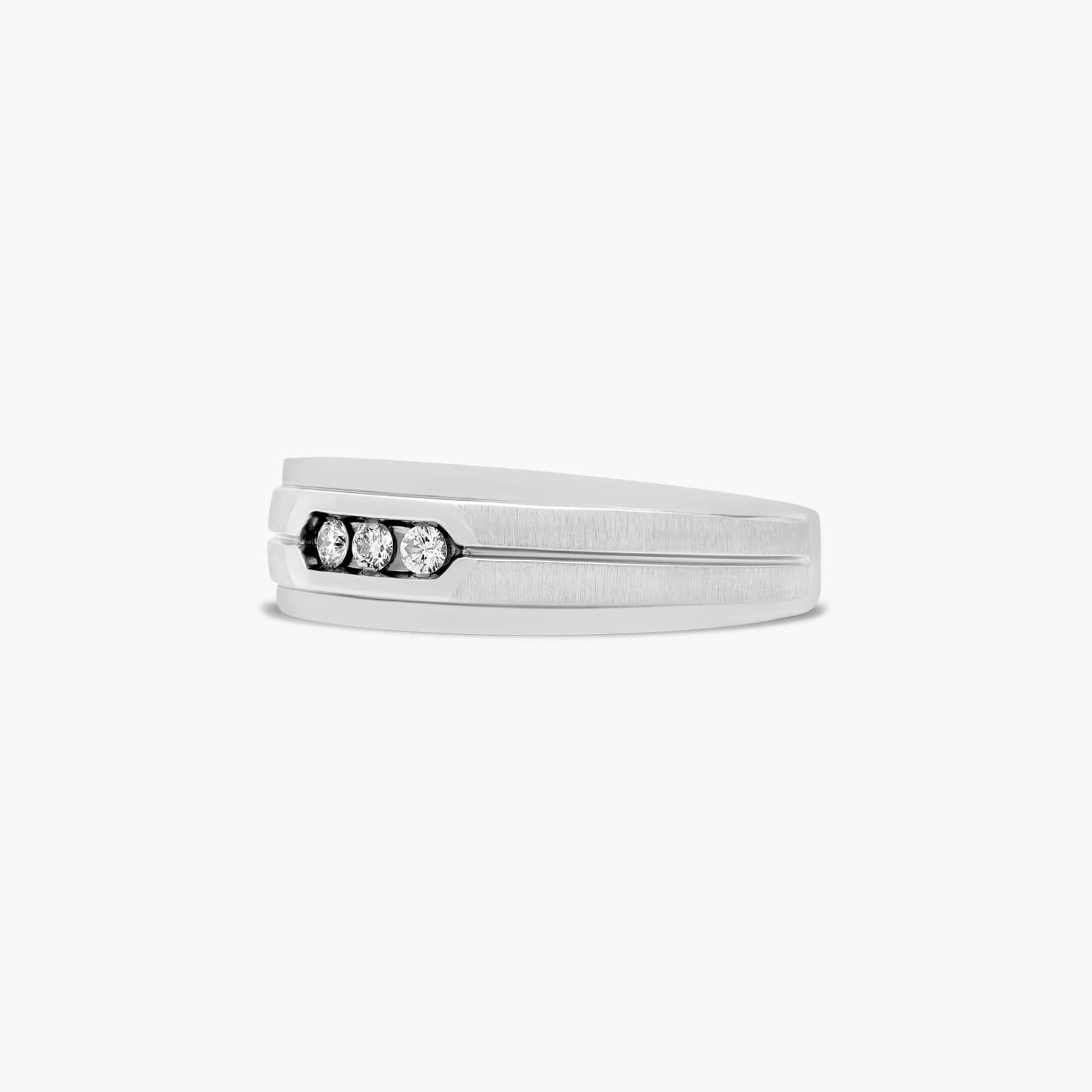 Trio Men's Diamond Wedding Band In 14K White Gold (7.00mm)