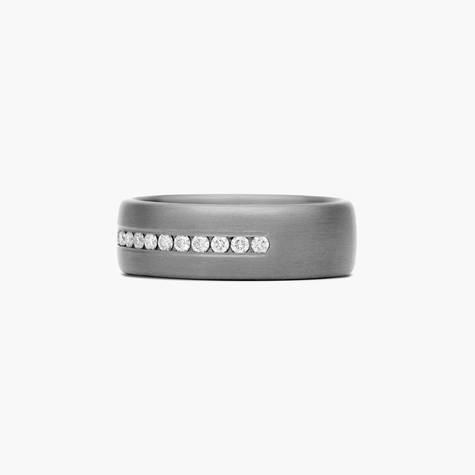 Comfort Fit Channel Set Satin Finish Men's Diamond Wedding Band In Tantalum (7.50mm)