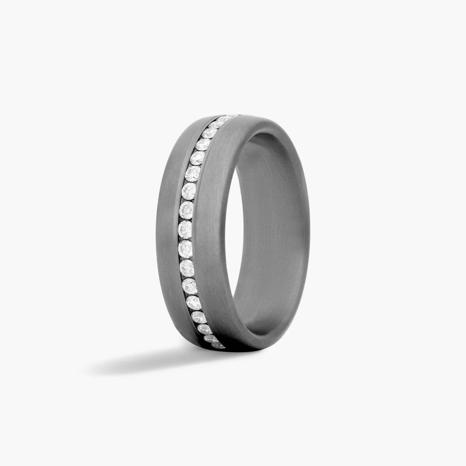 Comfort Fit Channel Set Satin Finish Men's Diamond Wedding Band In Tantalum (7.50mm)