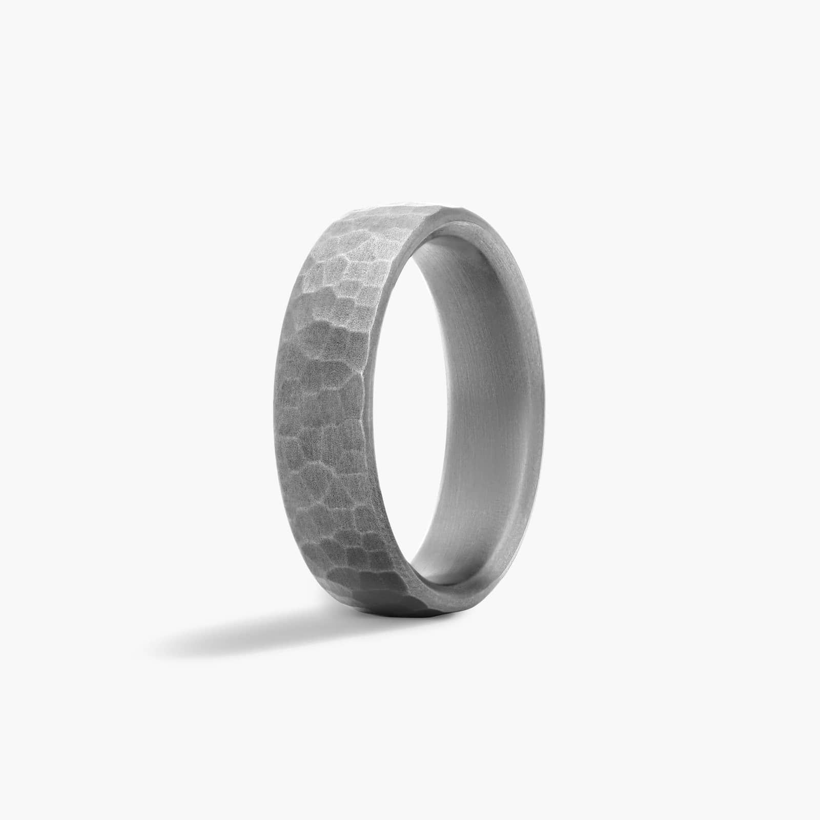 Grey Comfort Fit Hammered Finish Men's Wedding Band In Tantalum (6.50mm)