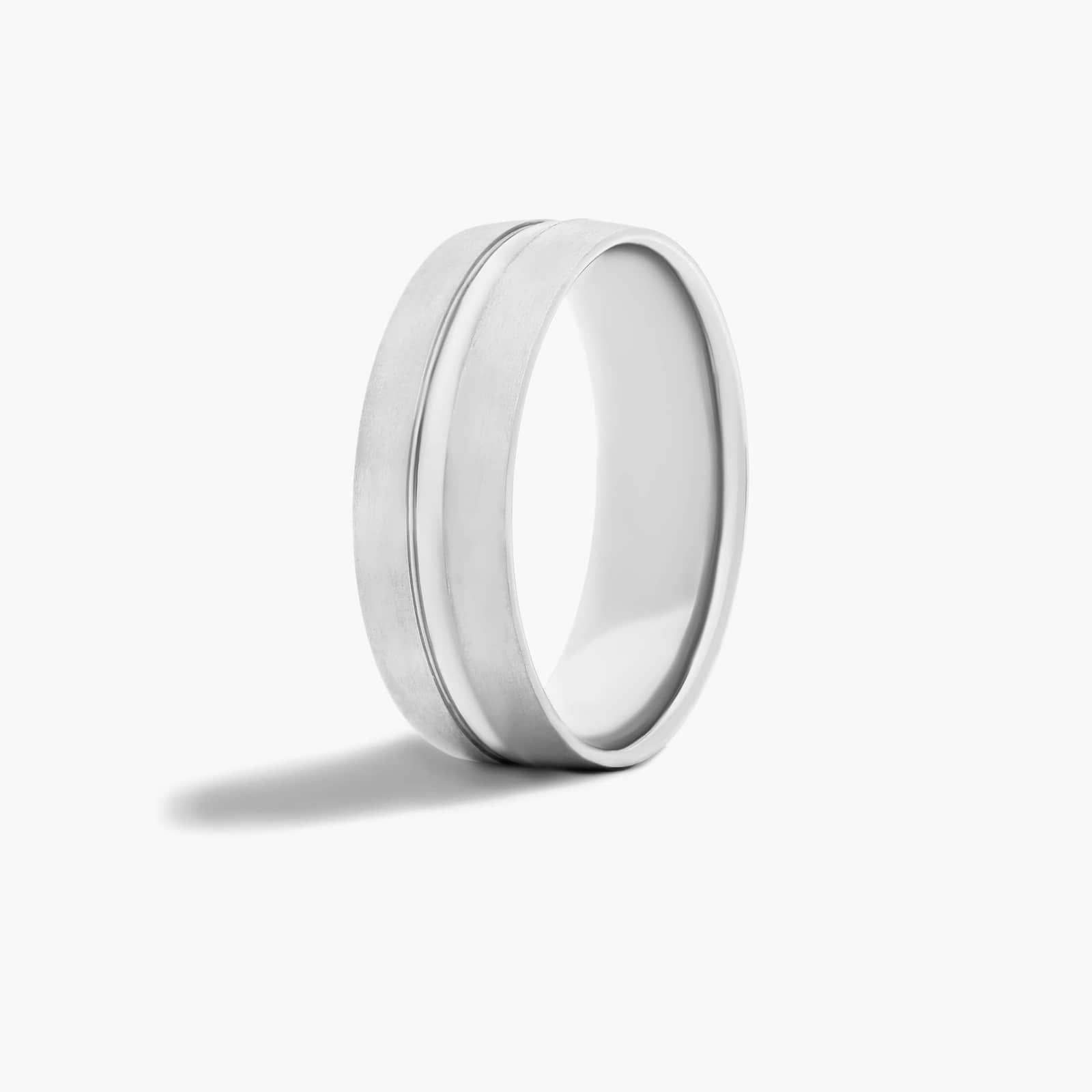 Center Groove Satin Finish Men's Wedding Band In Platinum (7.00mm)