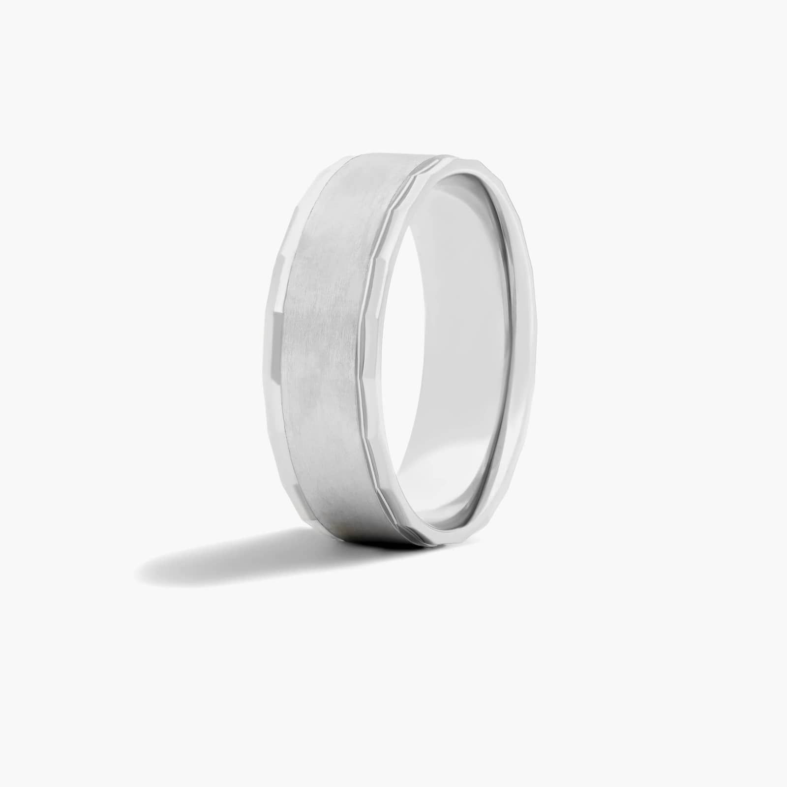 Faceted Men's Wedding Band With Satin Finish Center In Platinum (7.00mm)