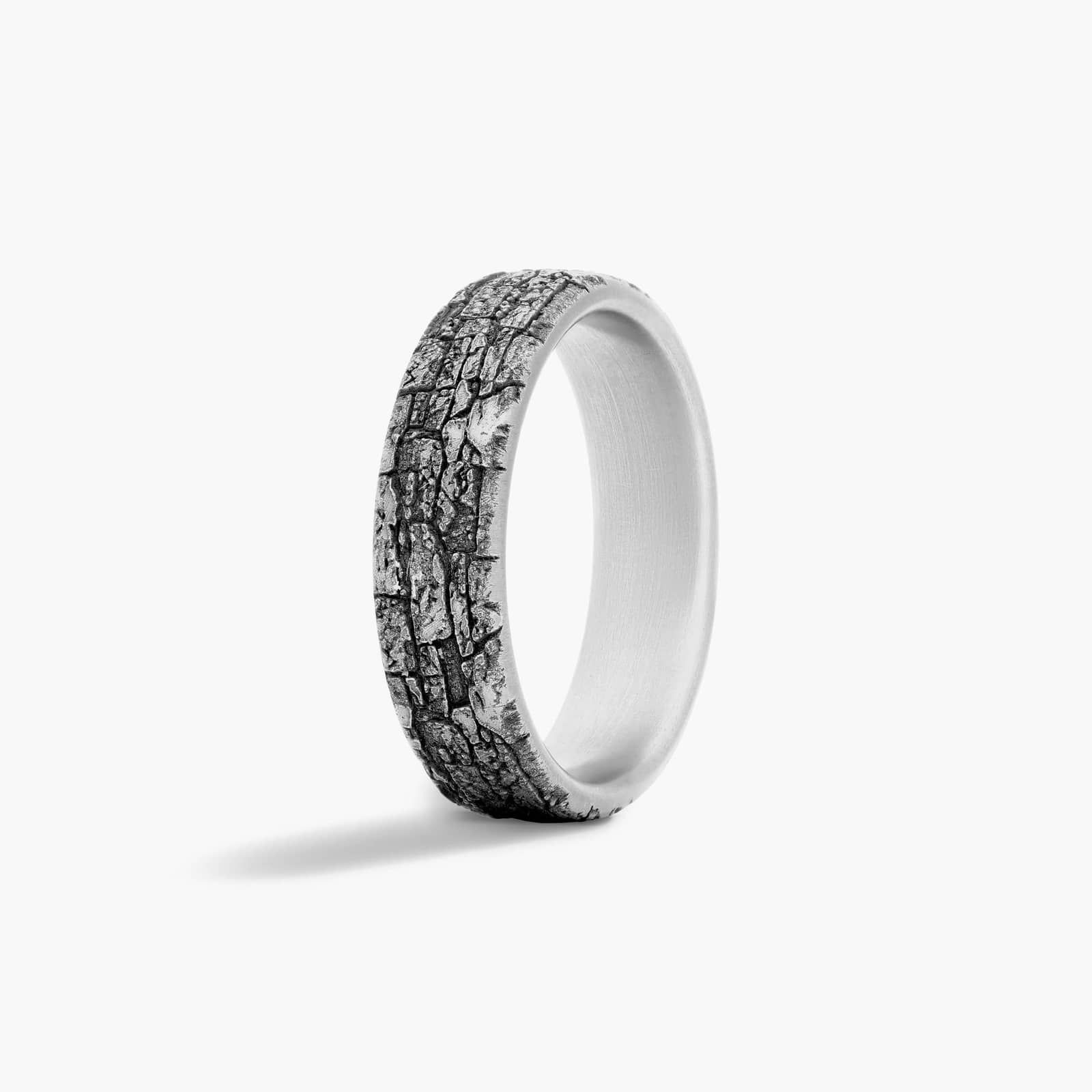 Grey Comfort Fit Stone Pattern Men's Wedding Band In Tantalum (6.50mm)