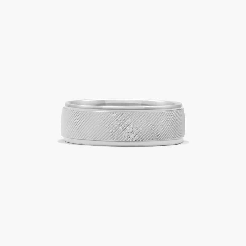 Oblique Design Men's Wedding Band In Platinum (7.00mm)
