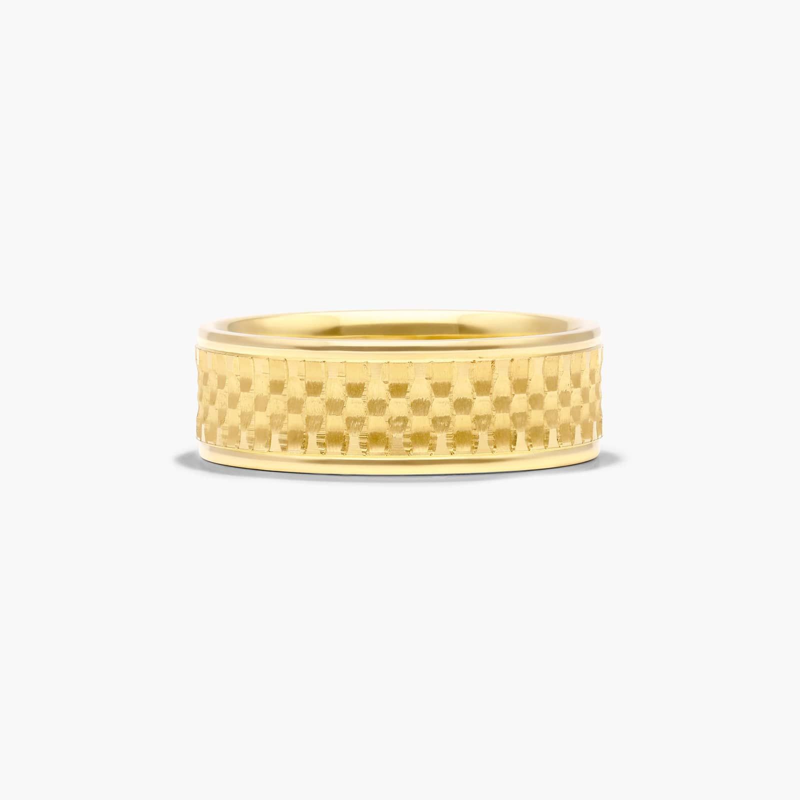 Checker Design Men's Wedding Band In 18K Yellow Gold (7.00mm)