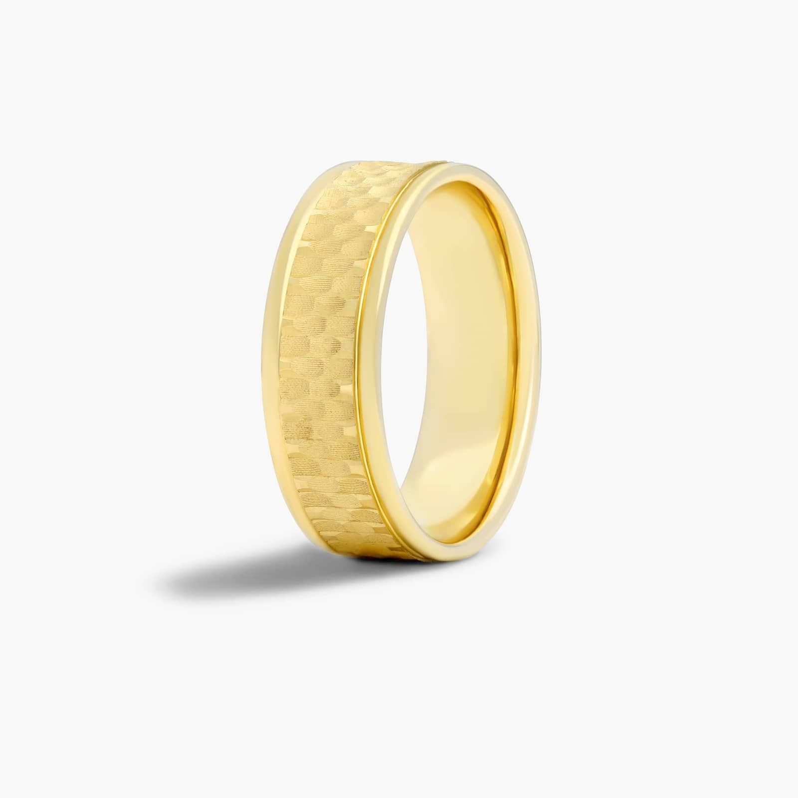 Checker Design Men's Wedding Band In 18K Yellow Gold (7.00mm)