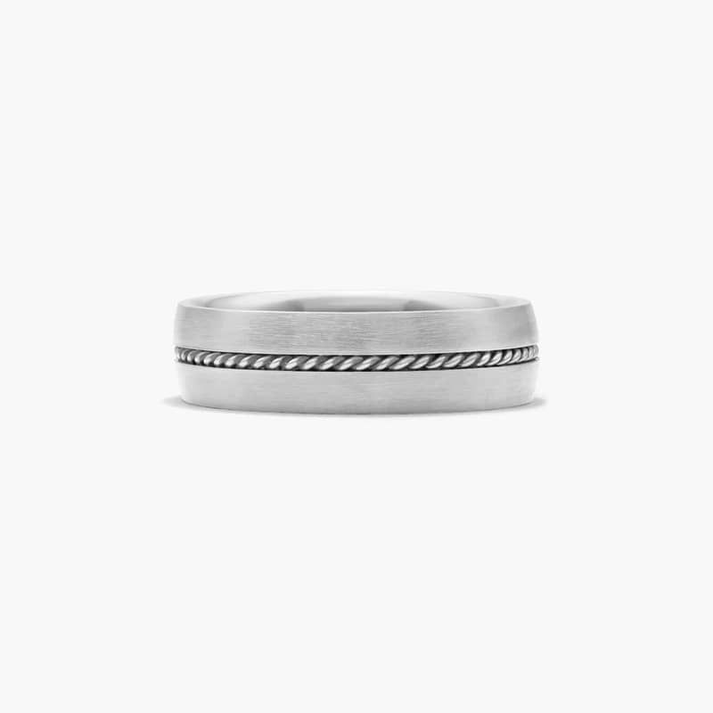 Cable Insert Satin Finish Men's Wedding Band In Platinum (6.00mm)