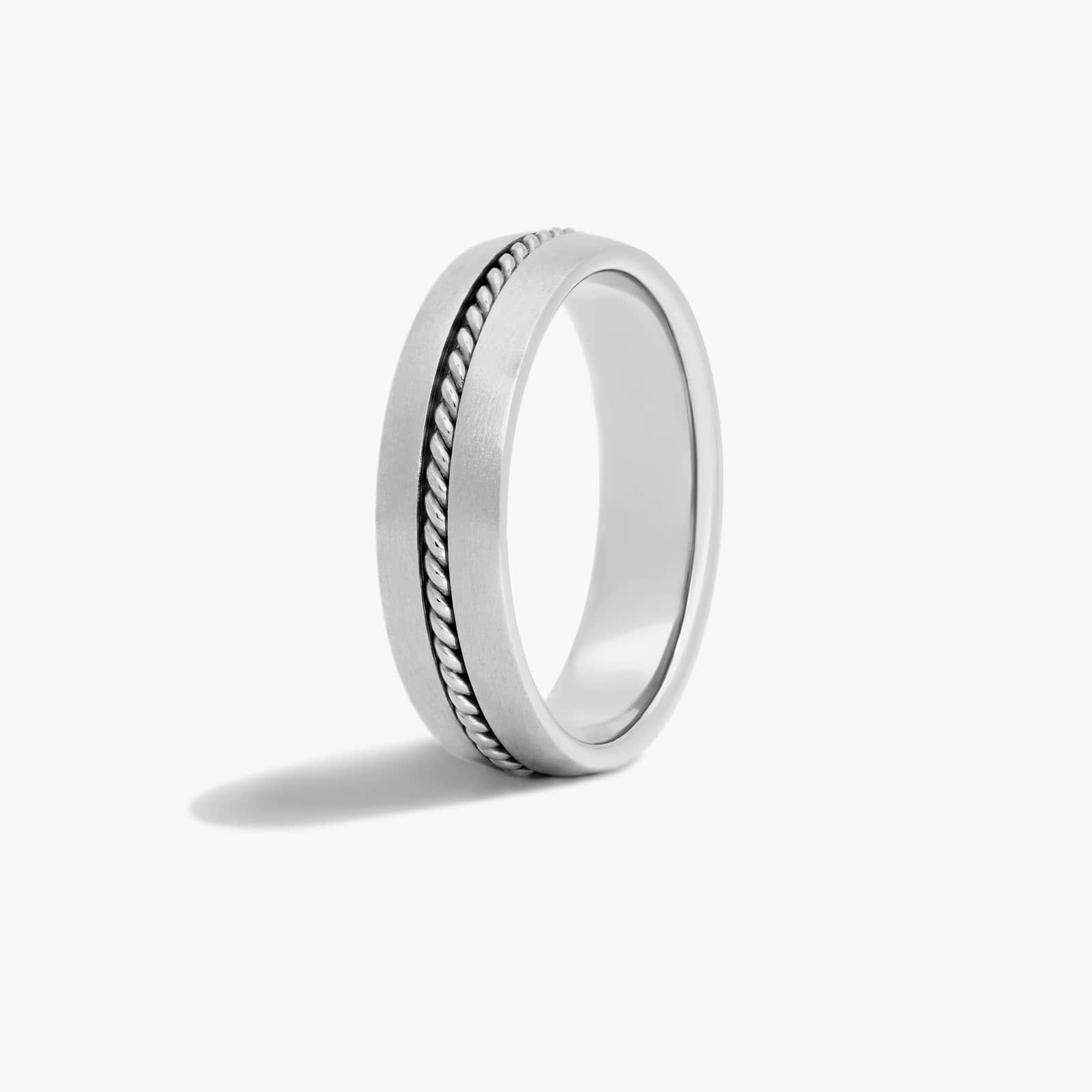 Cable Insert Satin Finish Men's Wedding Band In Platinum (6.00mm)