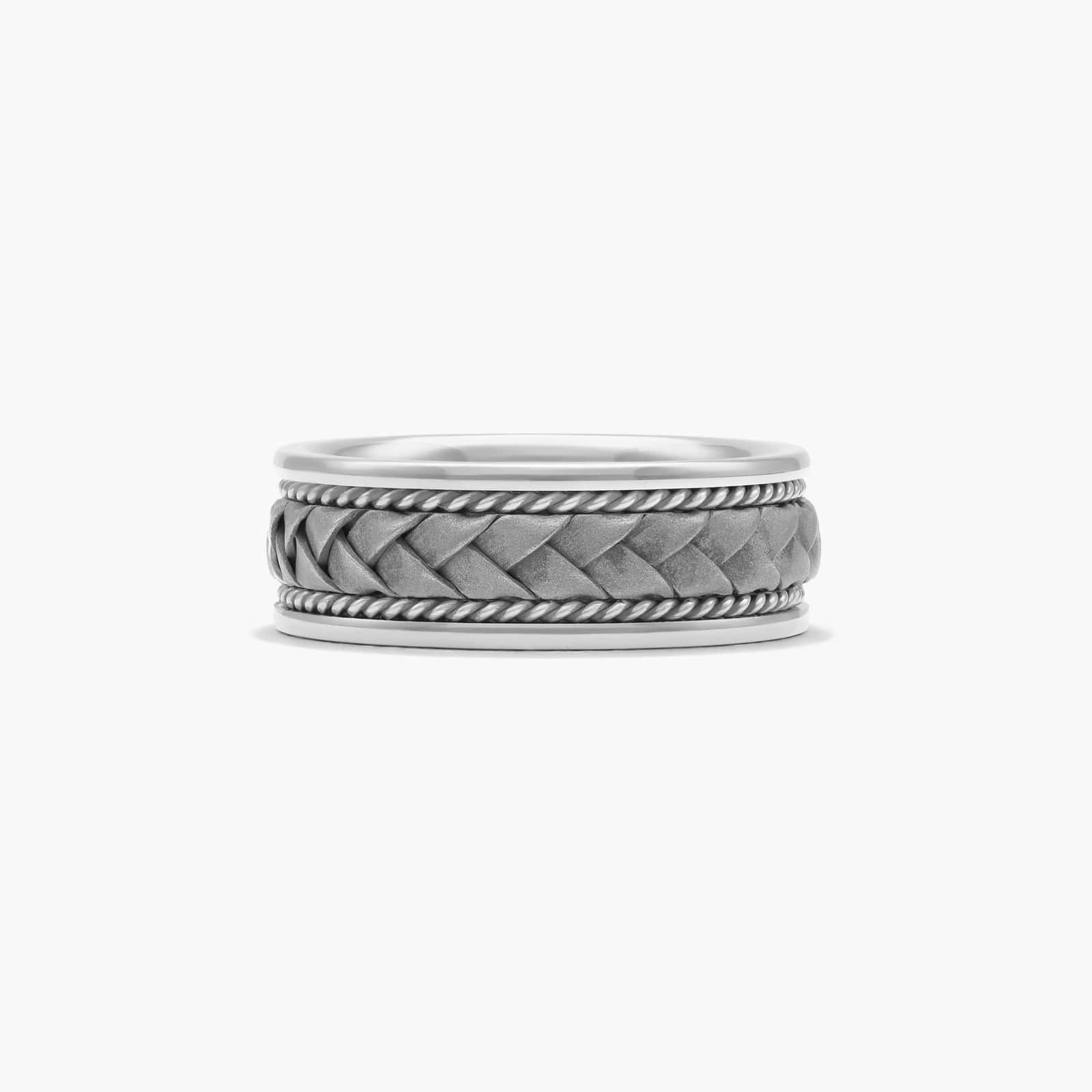 Braided Center Men's Wedding Band In Platinum