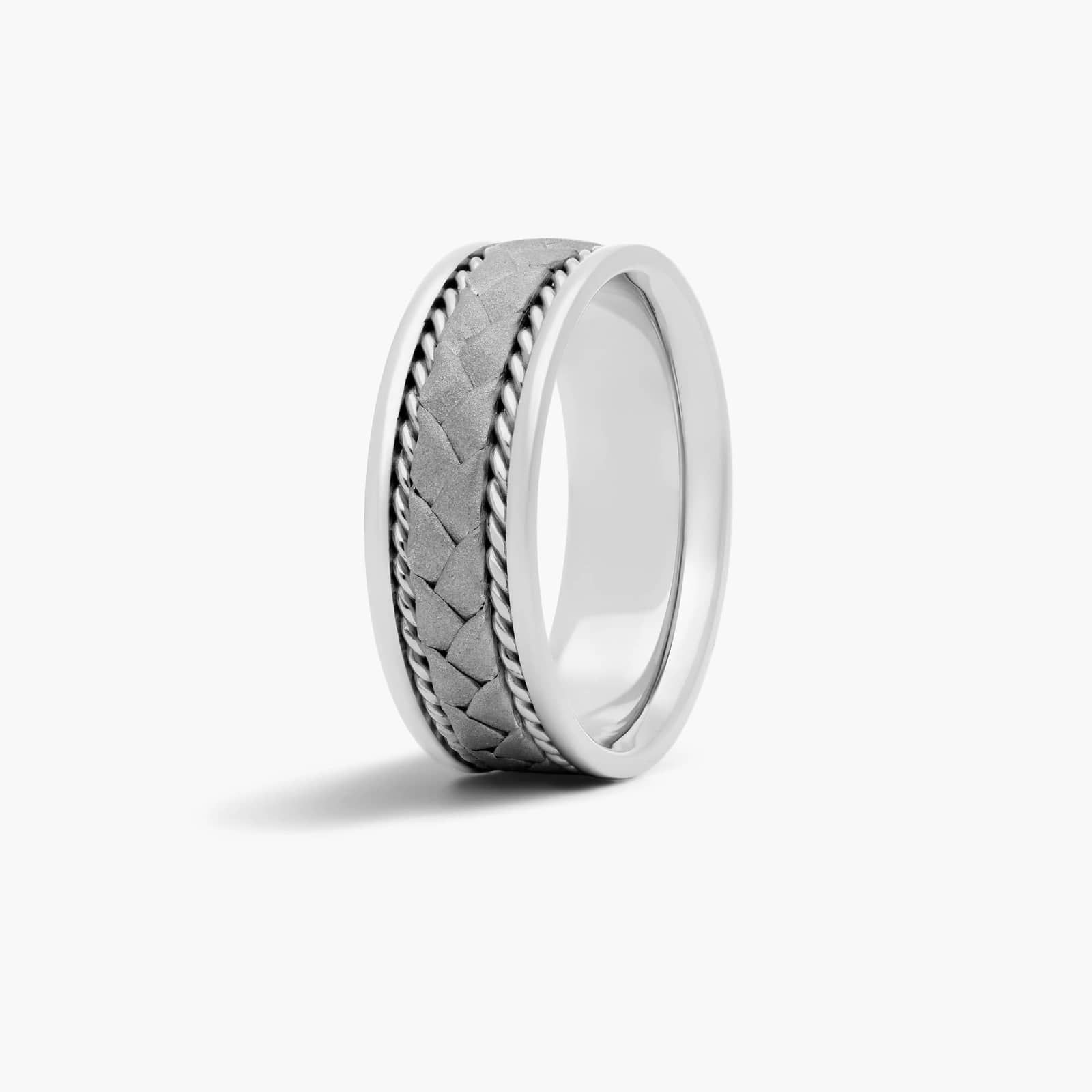 Braided Center Men's Wedding Band In Platinum (8.00mm)