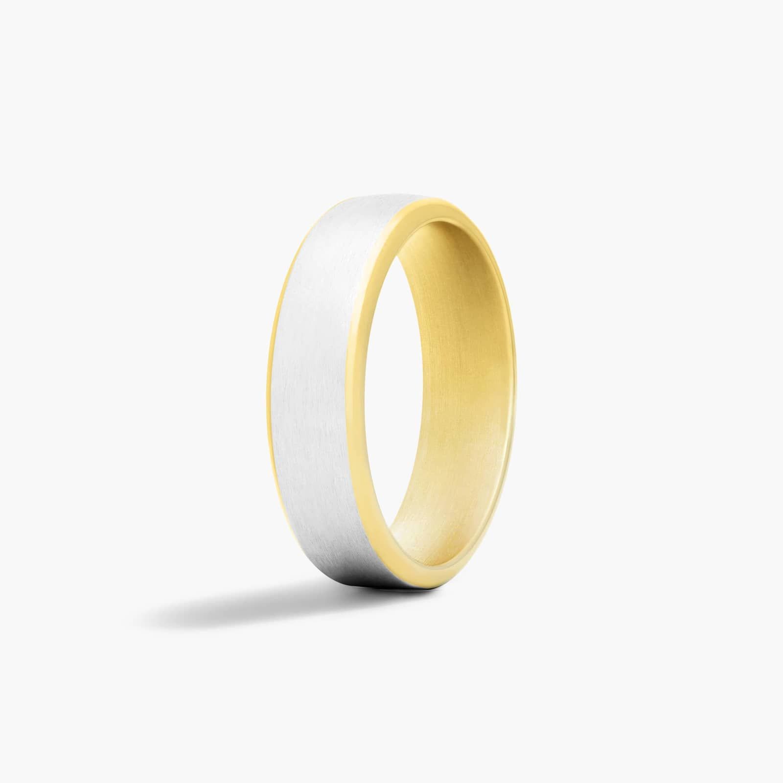 Comfort Fit Smooth Satin Finish Men's Wedding Band In 14K Yellow And White Gold (6.50mm)