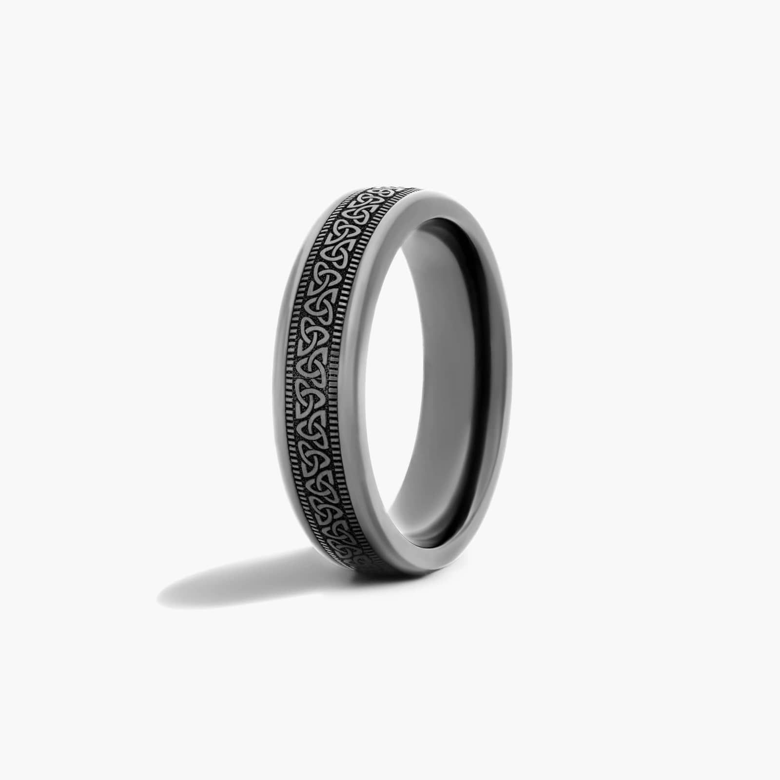Milgrain Celtic Love Knot Men's Wedding Band In Black Titanium (6.00mm)