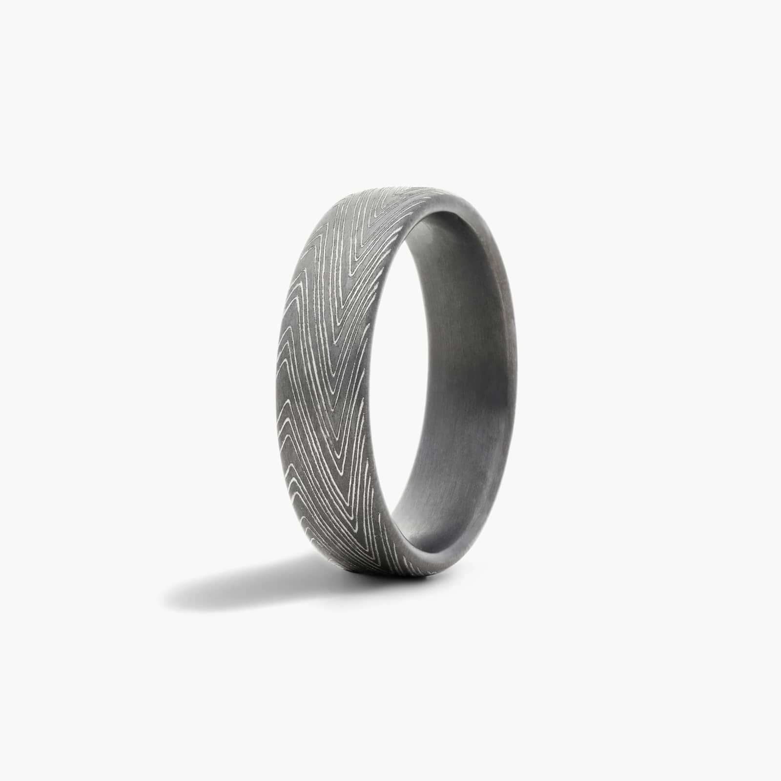 Damascus Herringbone Pattern Men's Wedding Band In Tantalum (6.50mm)