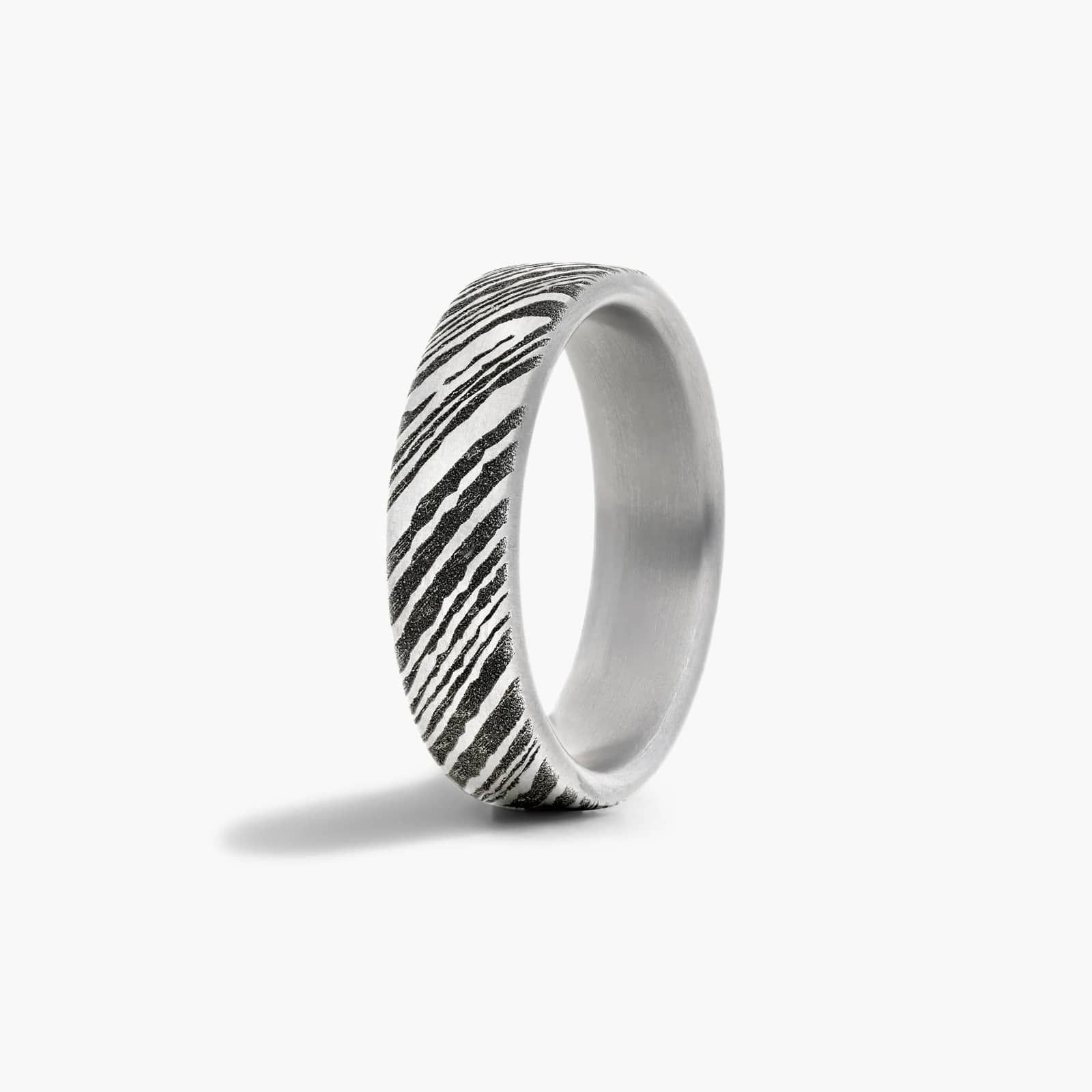 Damascus Woodgrain Pattern Men's Wedding Band In Tantalum (6.50mm)