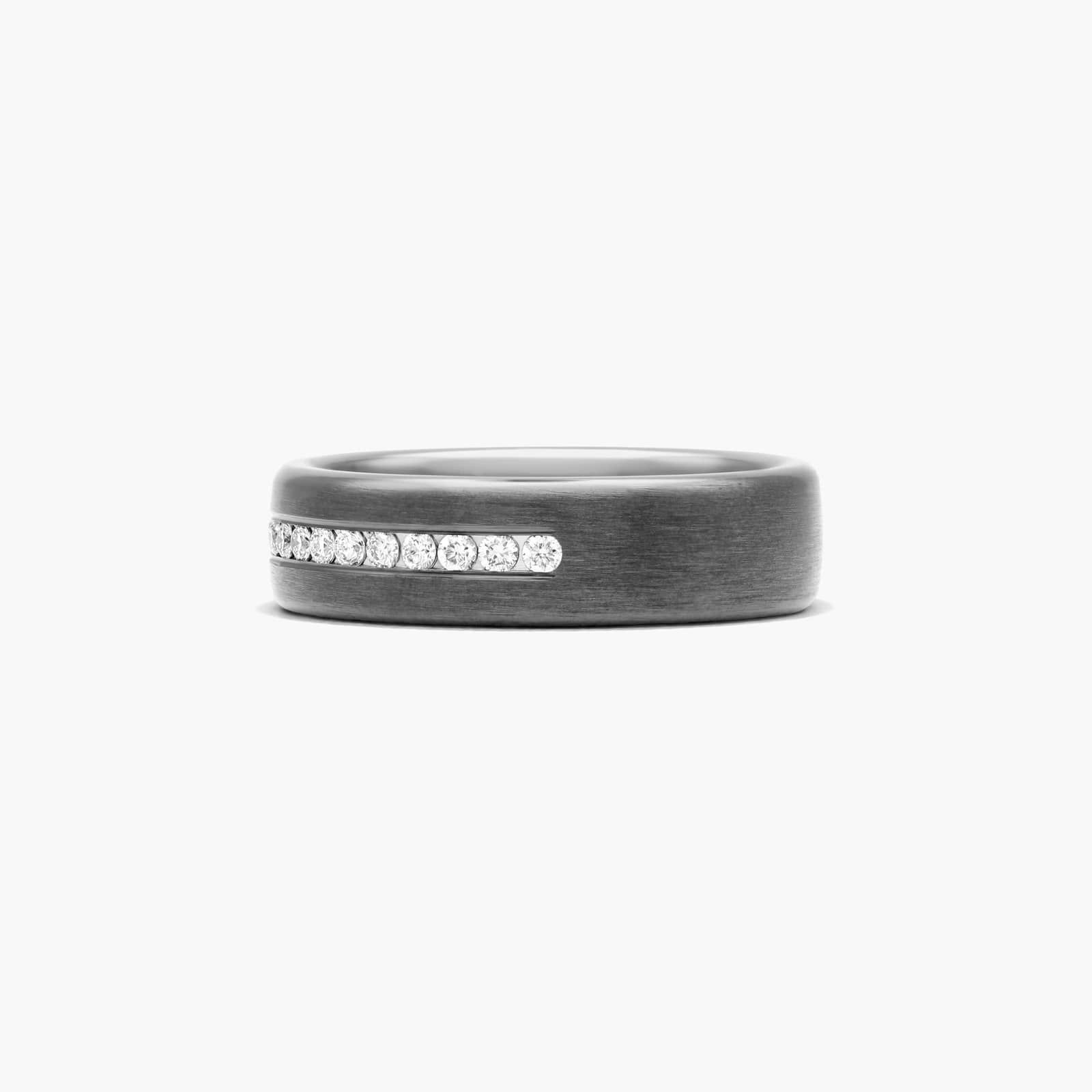 Channel Set Men's Diamond Wedding Band In Black Titanium (6.50mm)