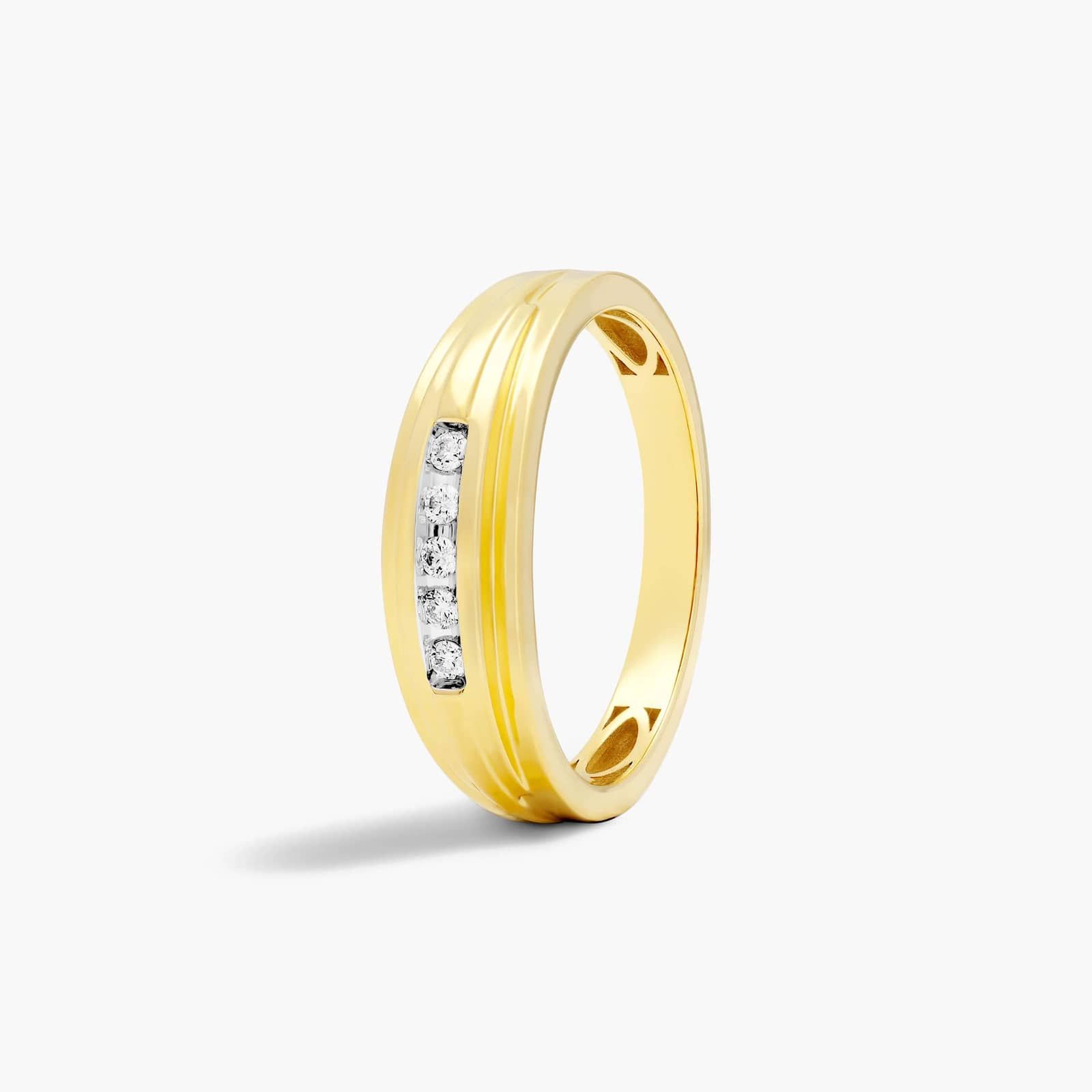 Embossed Channel Men's Diamond Wedding Band In 14K Yellow Gold (7.00mm)