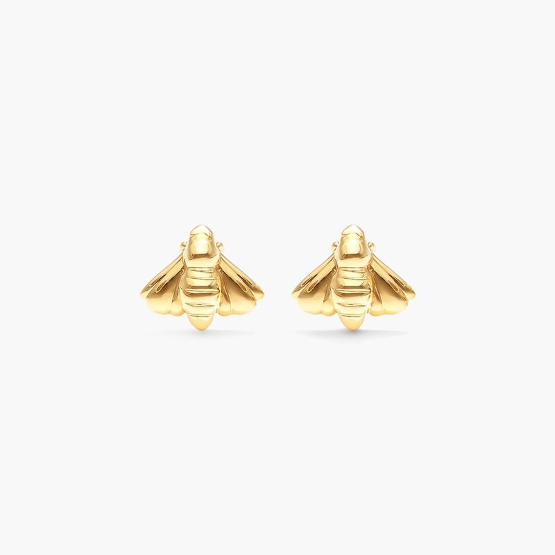 Bee Stud Earrings In 14K Yellow Gold