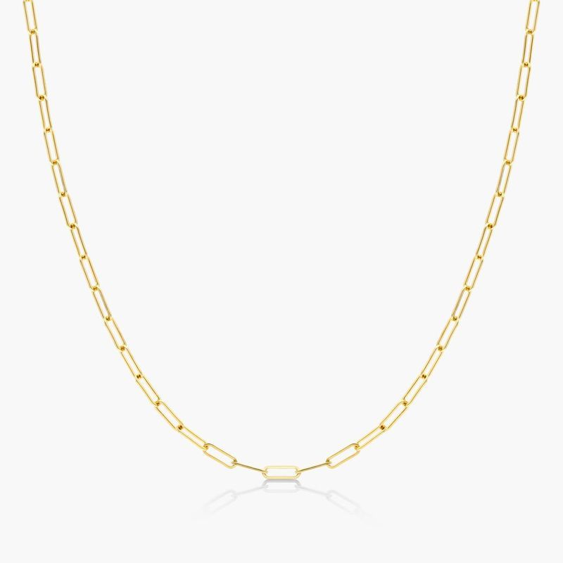 14K Yellow Gold 1.5mm Dainty Paperclip Chain