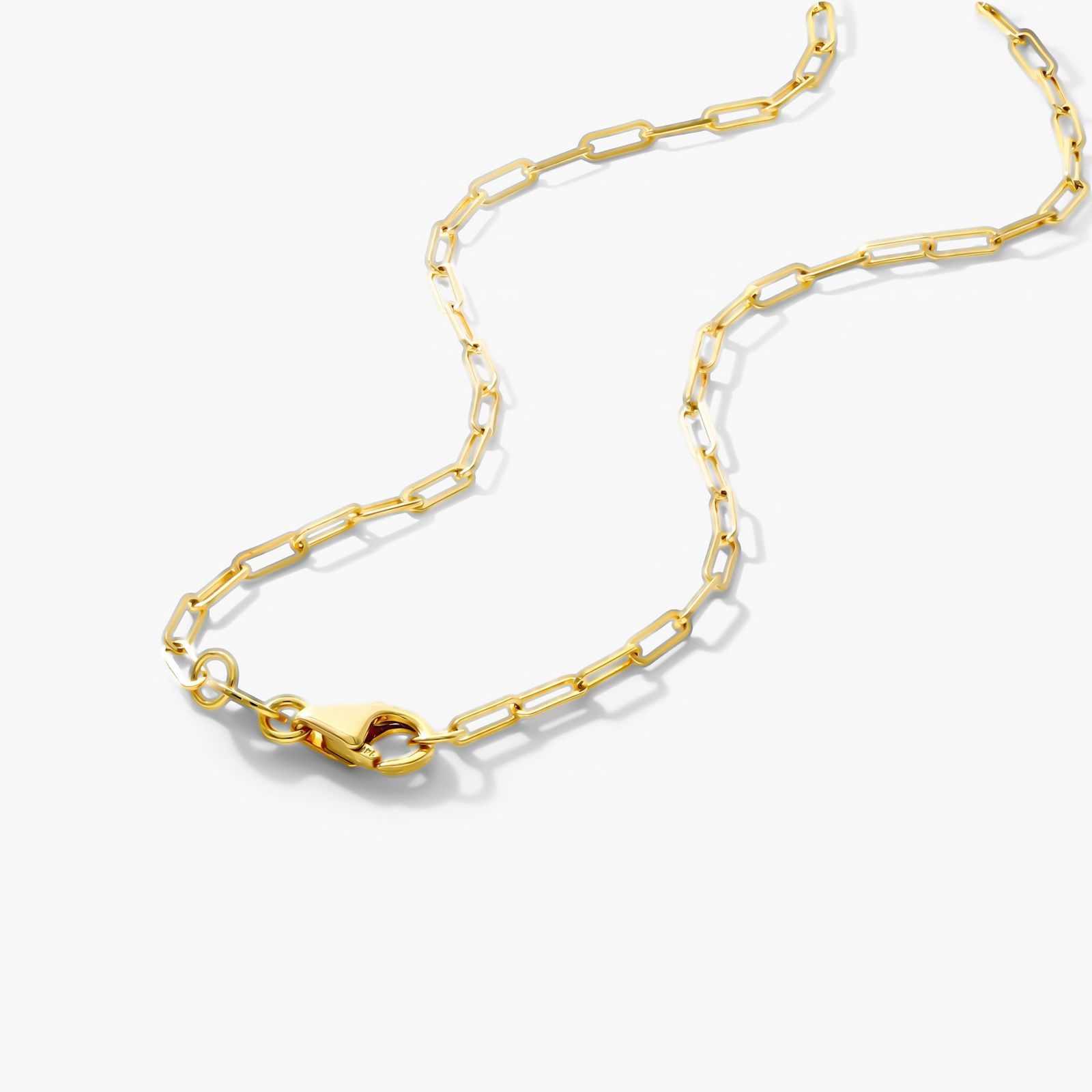 14K Yellow Gold 1.5mm Dainty Paperclip Chain