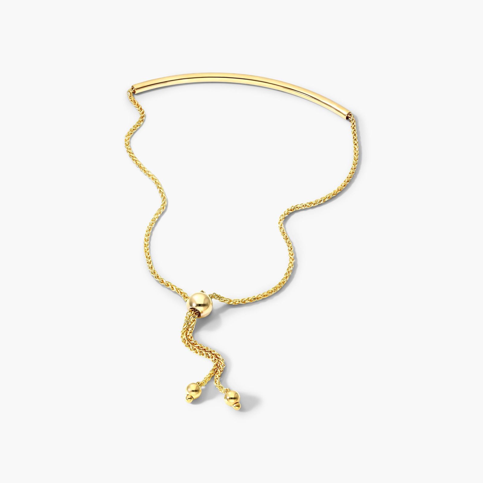 Curved Bar Bolo Bracelet In 14K Yellow Gold
