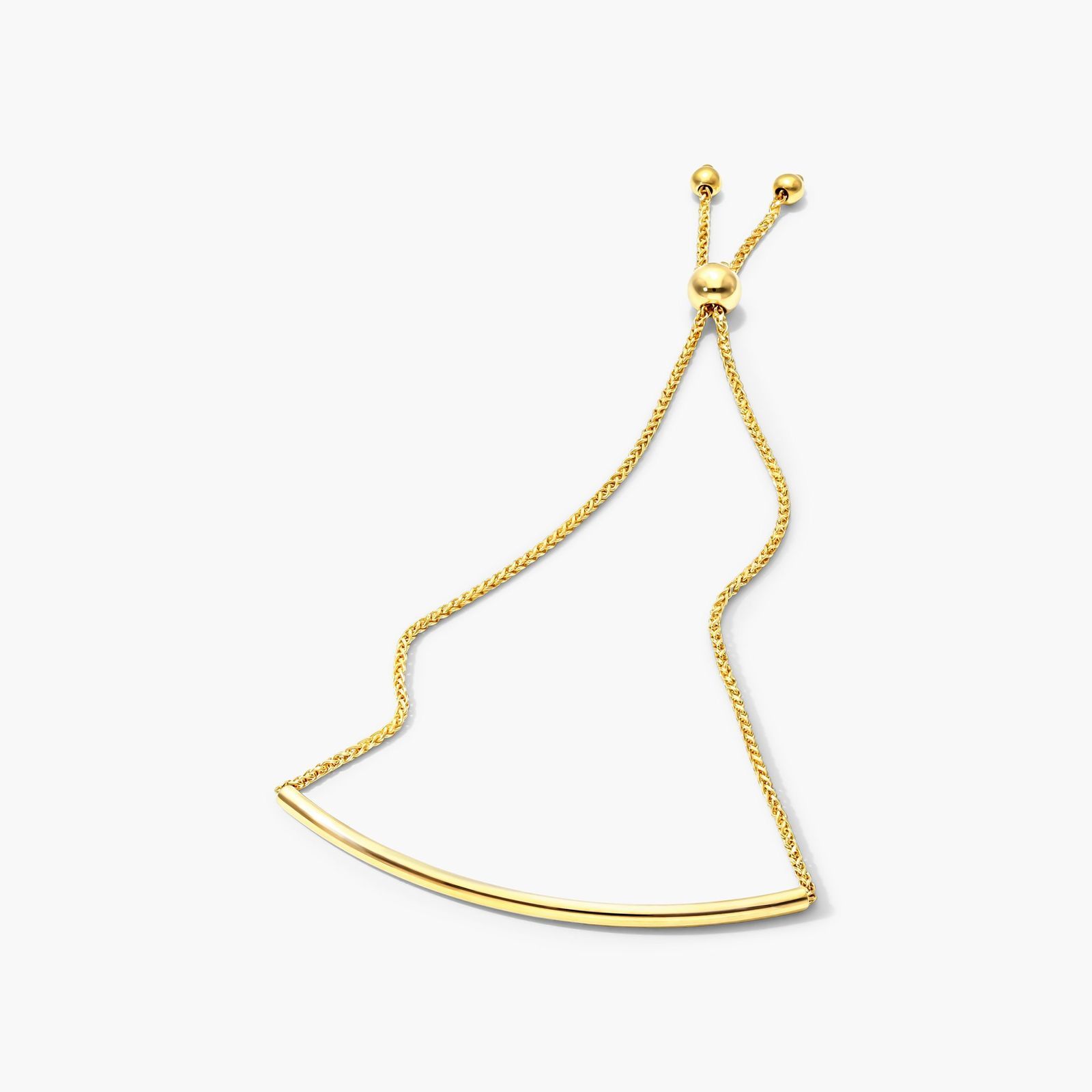 Curved Bar Bolo Bracelet In 14K Yellow Gold
