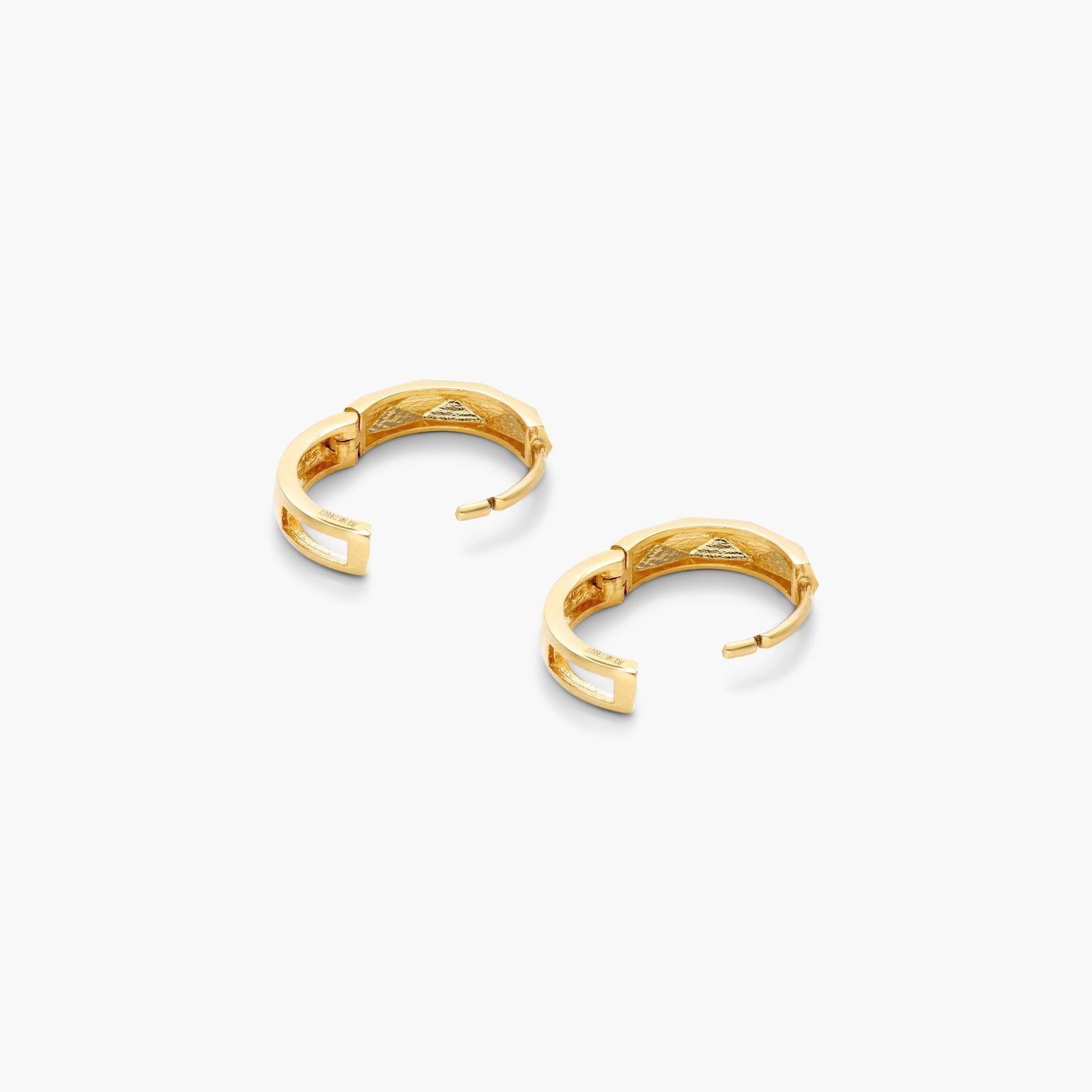 Faceted Hoop Earrings In 14K Yellow Gold