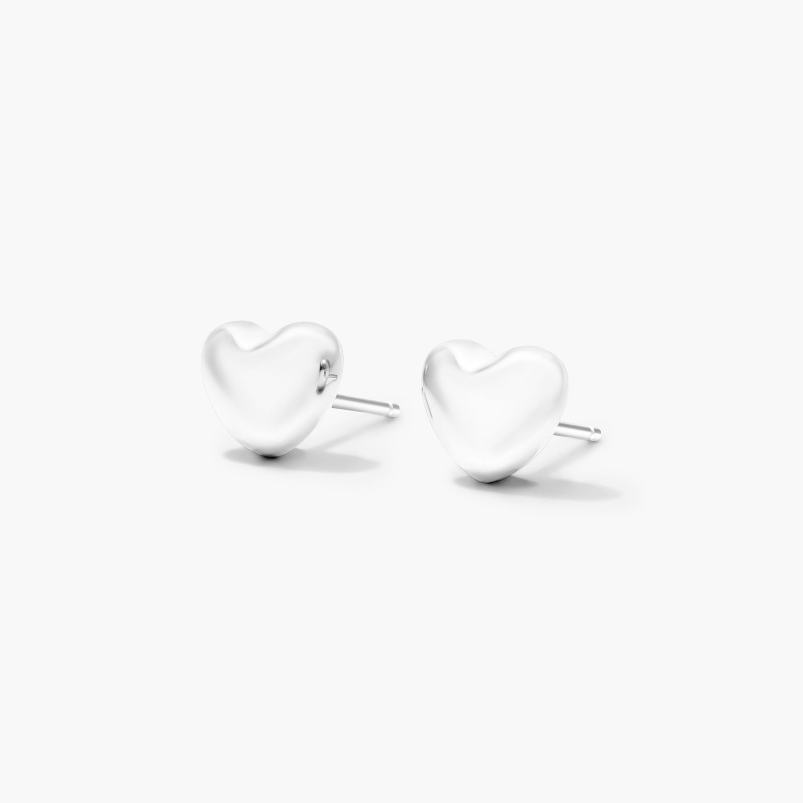 Heart Stud Earrings In 14K White Gold