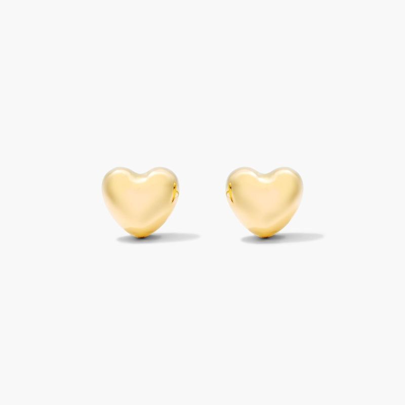 Heart Stud Earrings In 14K Yellow Gold