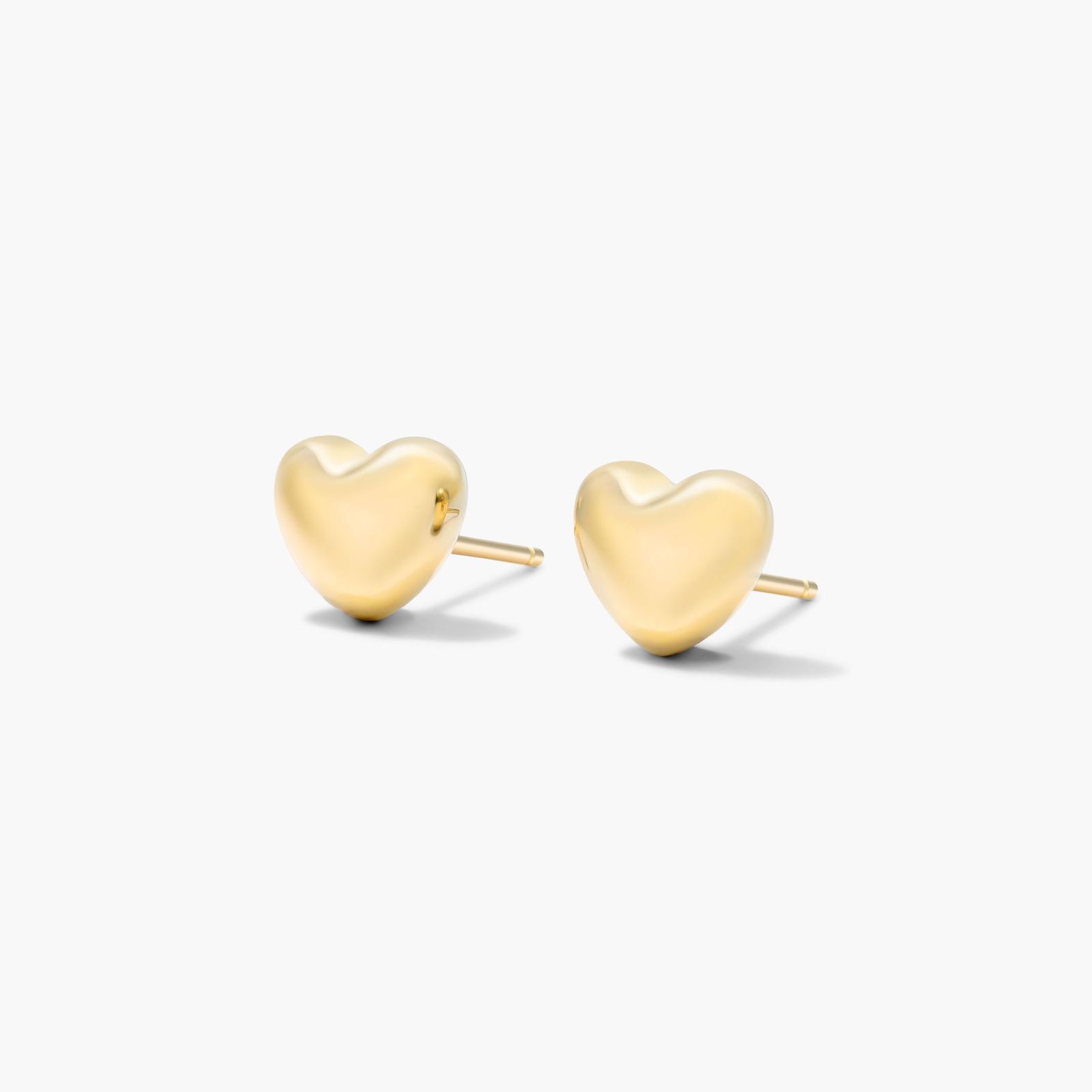 Heart Stud Earrings In 14K Yellow Gold