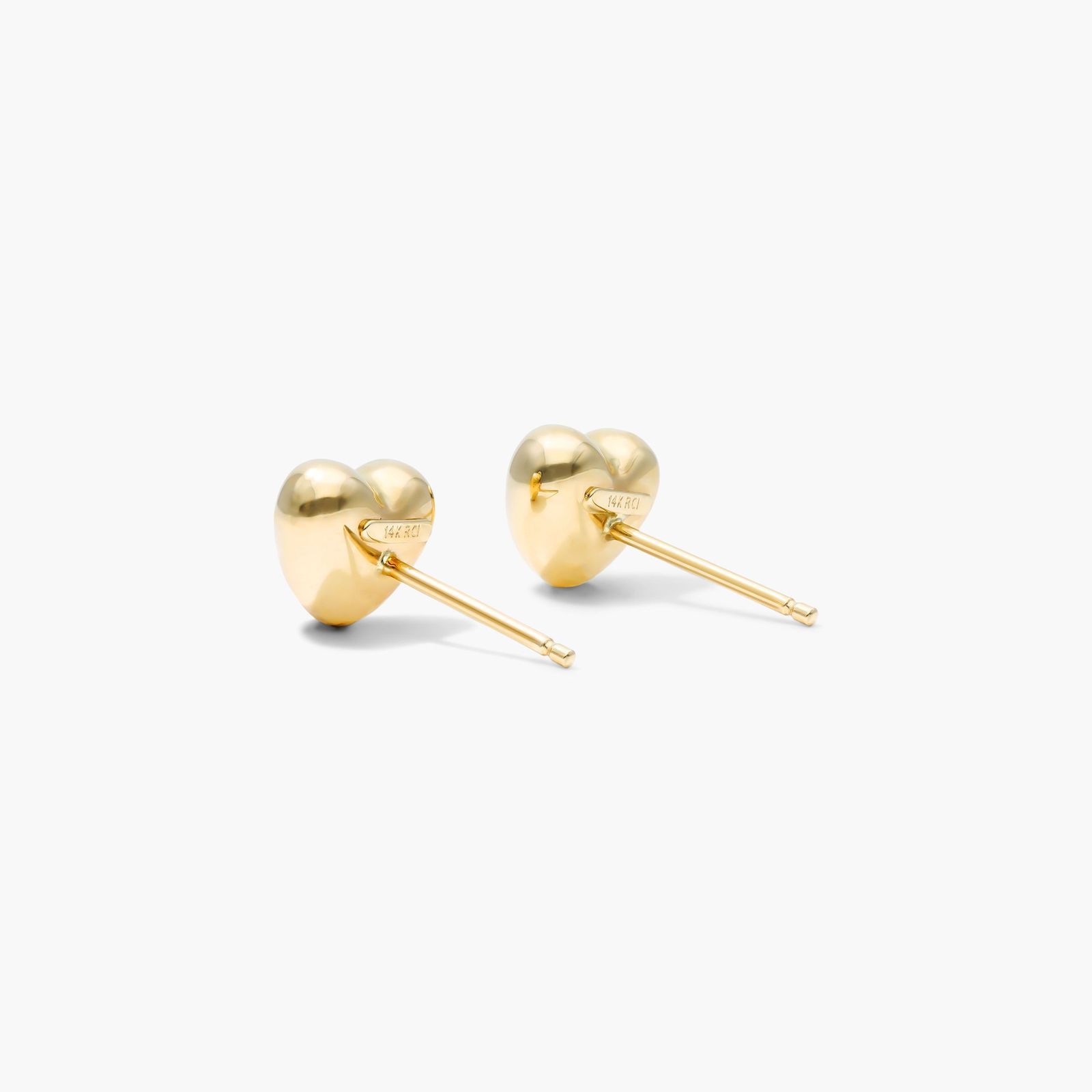 Heart Stud Earrings In 14K Yellow Gold