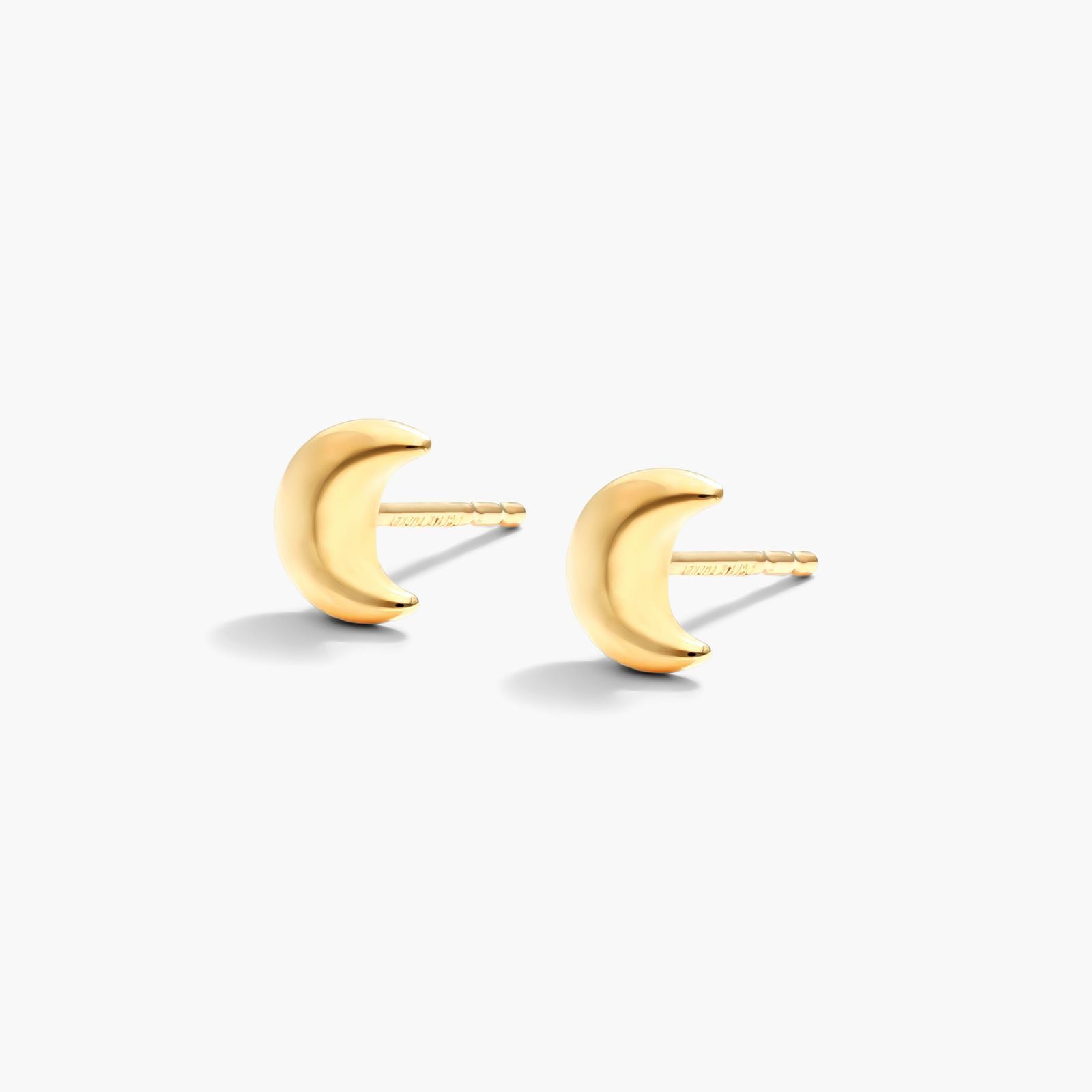 Half Moon Stud Earrings In 14K Yellow Gold