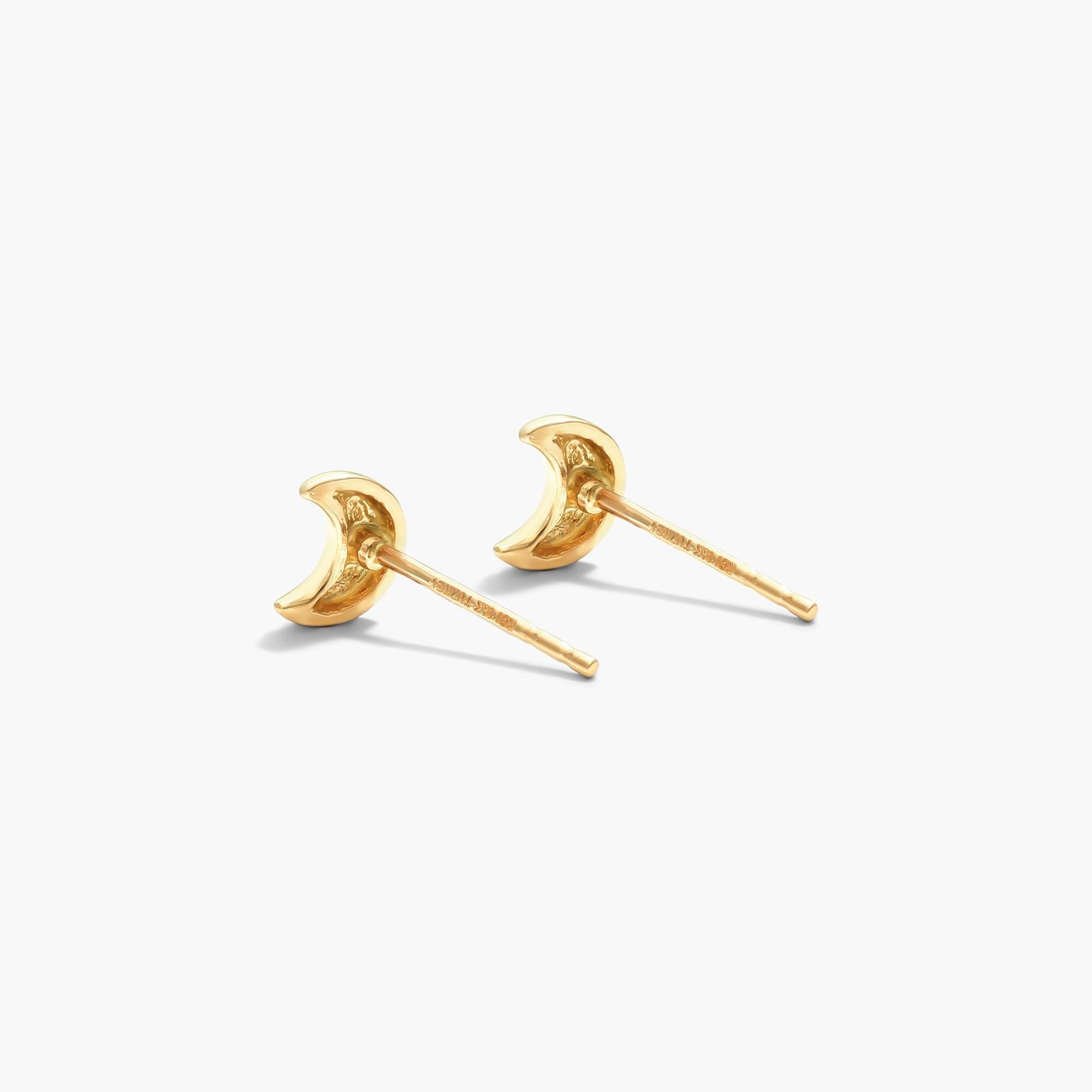 Half Moon Stud Earrings In 14K Yellow Gold