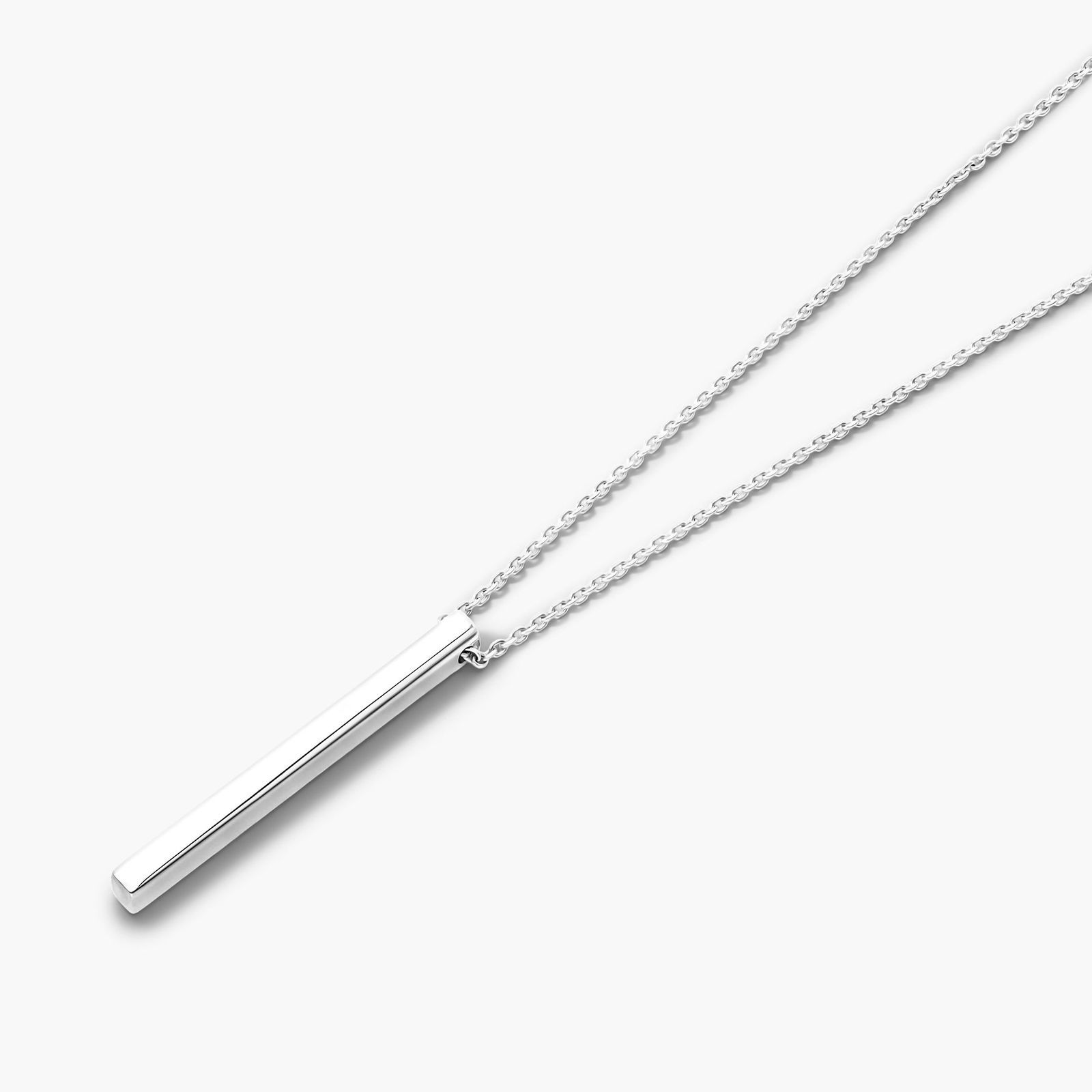14K White Gold Bar Pendant Necklace