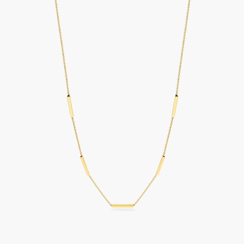 14K Yellow Gold Five Piece Bar Station Choker Necklace