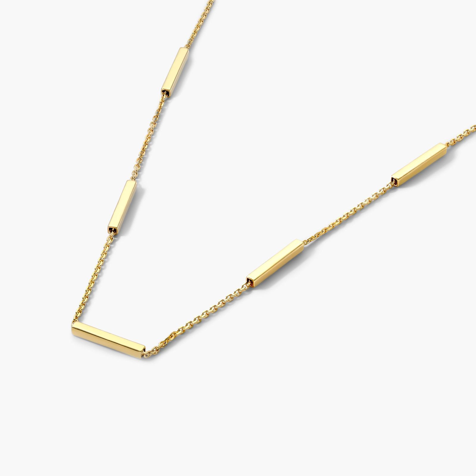 14K Yellow Gold Five Piece Bar Station Choker Necklace