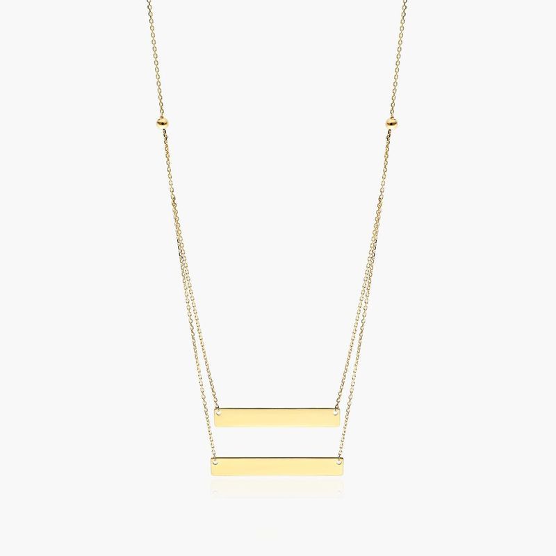 14K Yellow Gold Duo Plate Bar Necklace