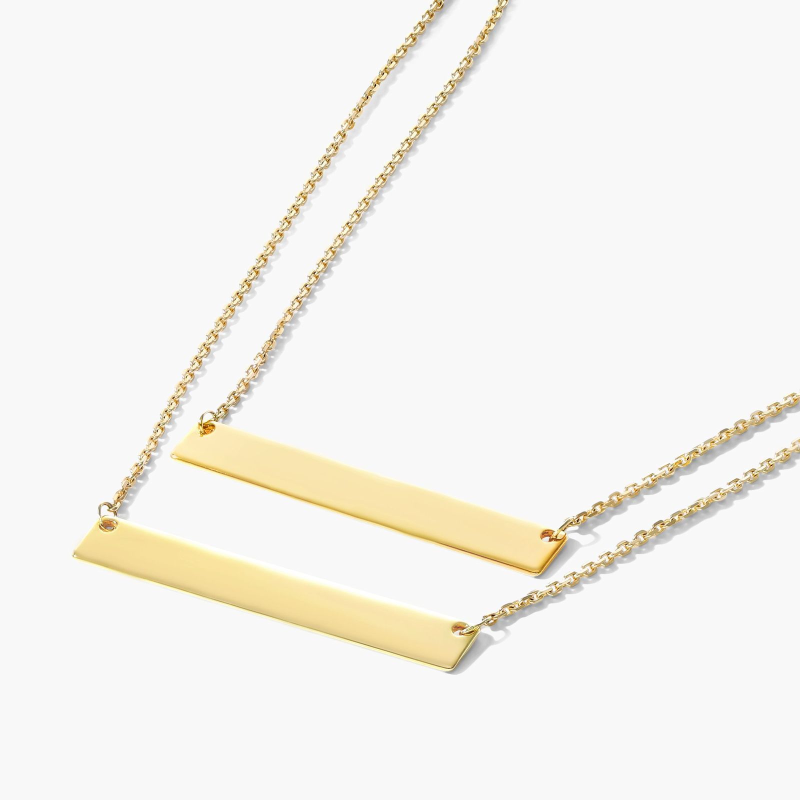 14K Yellow Gold Duo Plate Bar Necklace