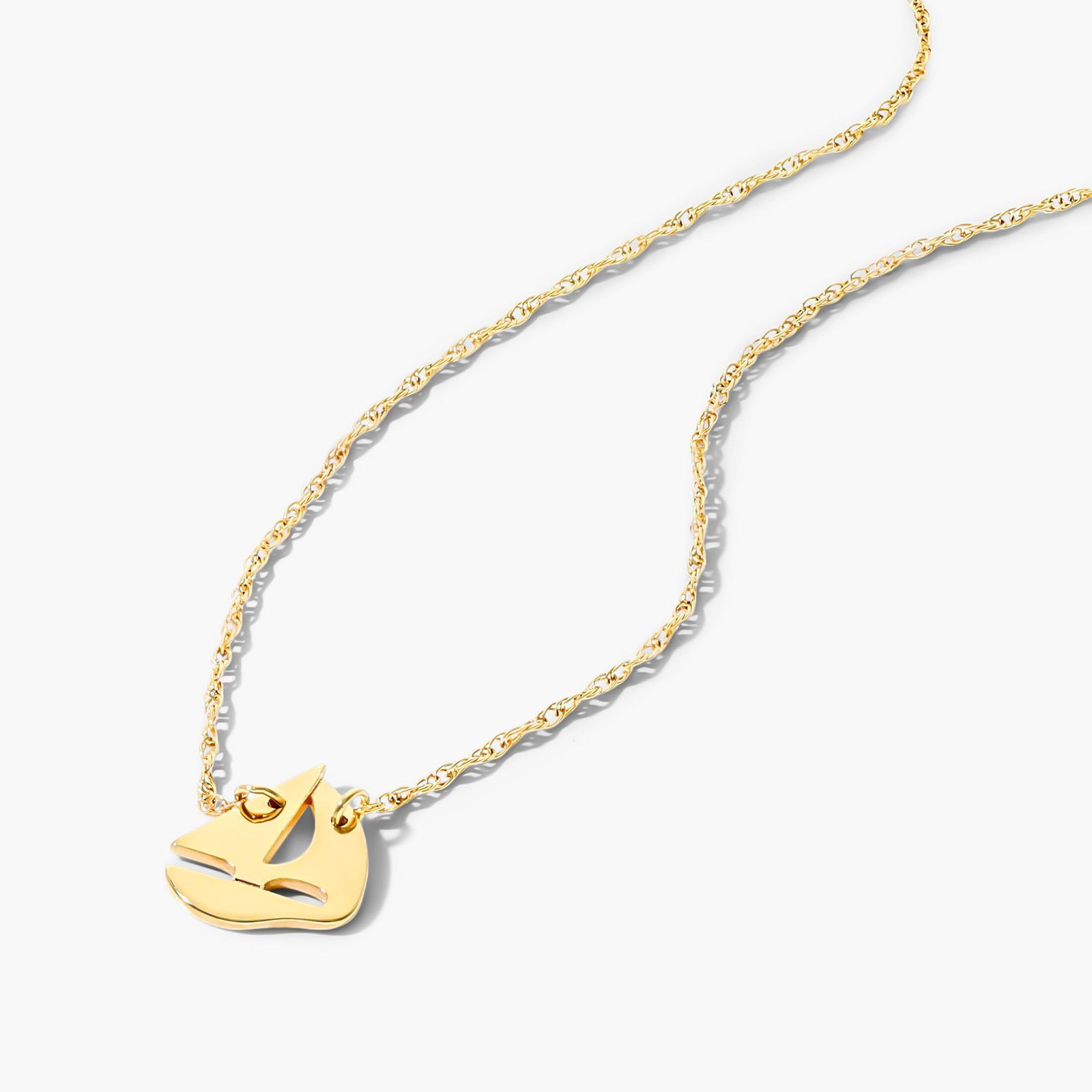 14K Yellow Gold Mini Sailboat Necklace