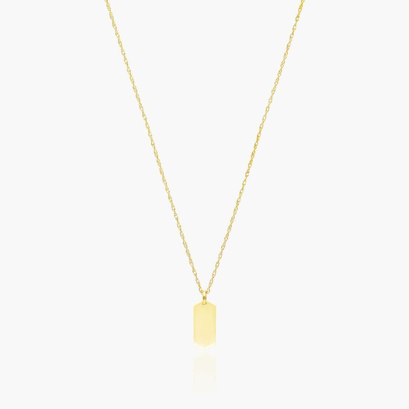 14K Yellow Gold Mini Dog Tag Necklace