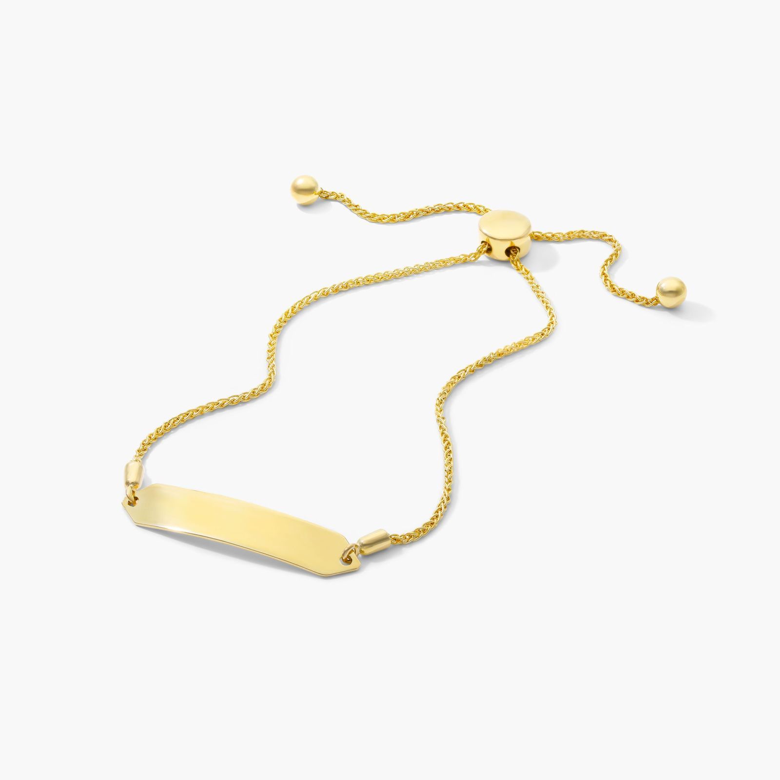 Elongated Hexagon Plate Bolo Bracelet In 14K Yellow Gold