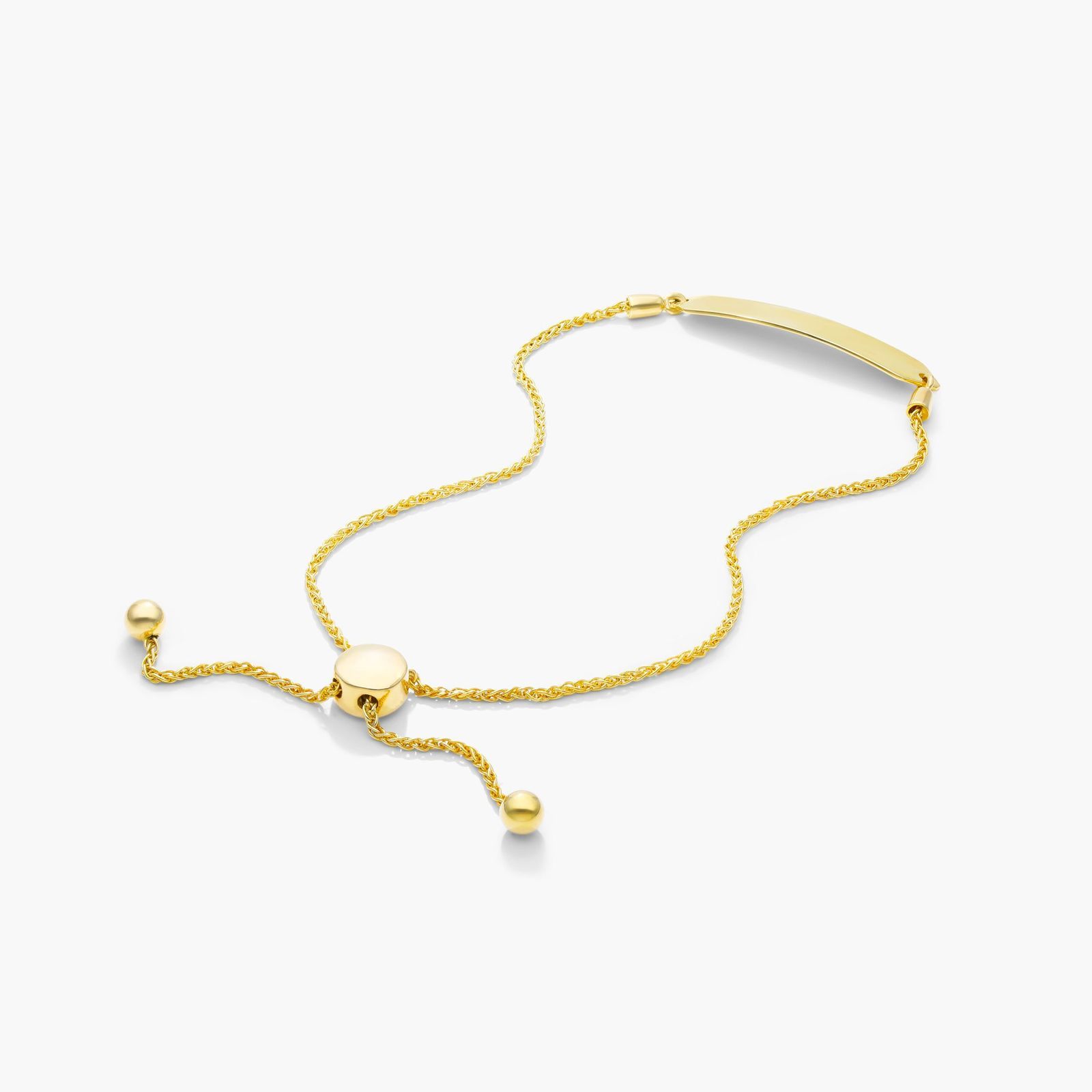 Elongated Hexagon Plate Bolo Bracelet In 14K Yellow Gold