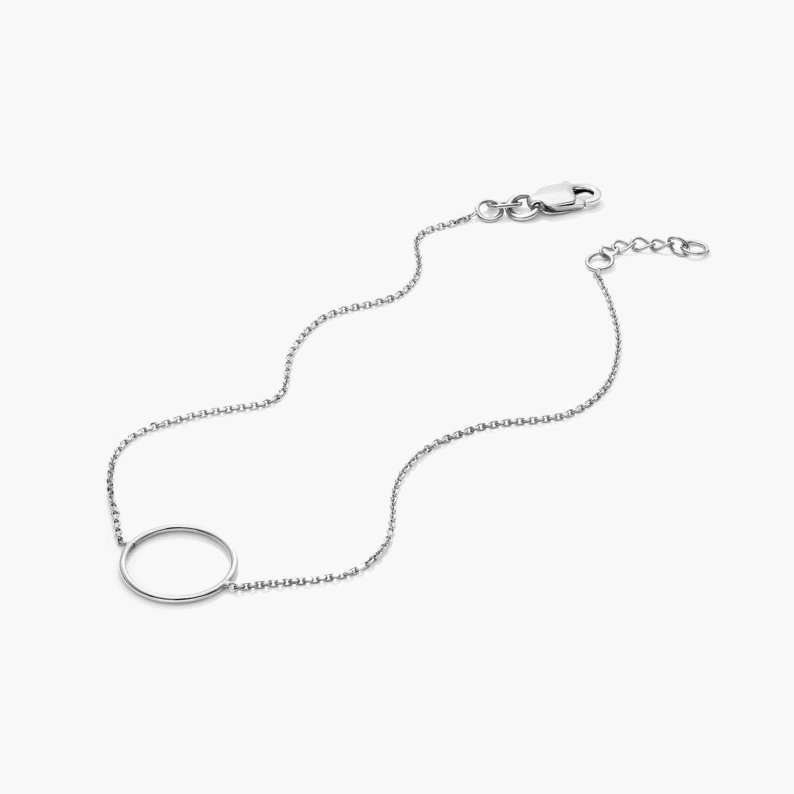 Open Circle Bracelet In 14K White Gold