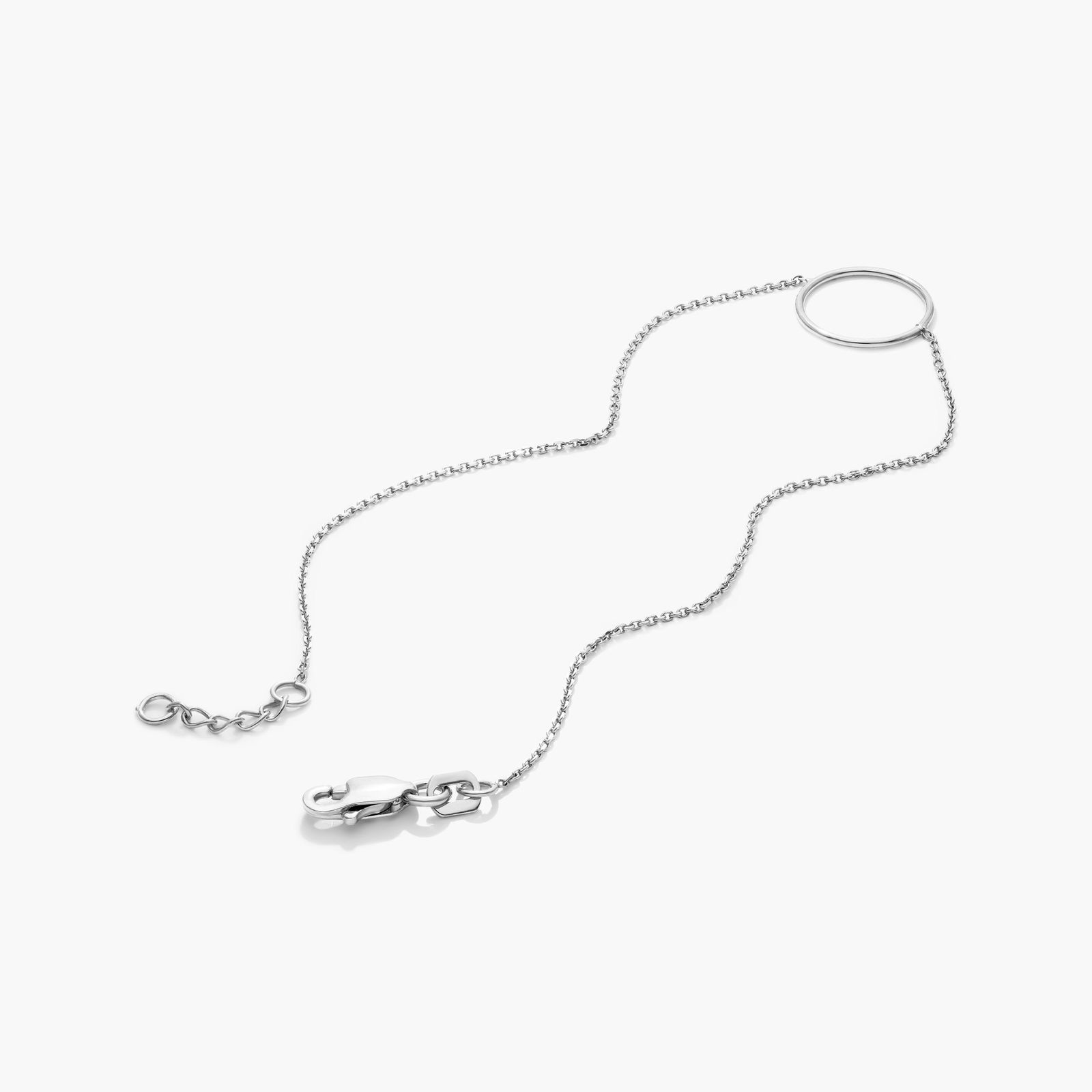 Open Circle Bracelet In 14K White Gold