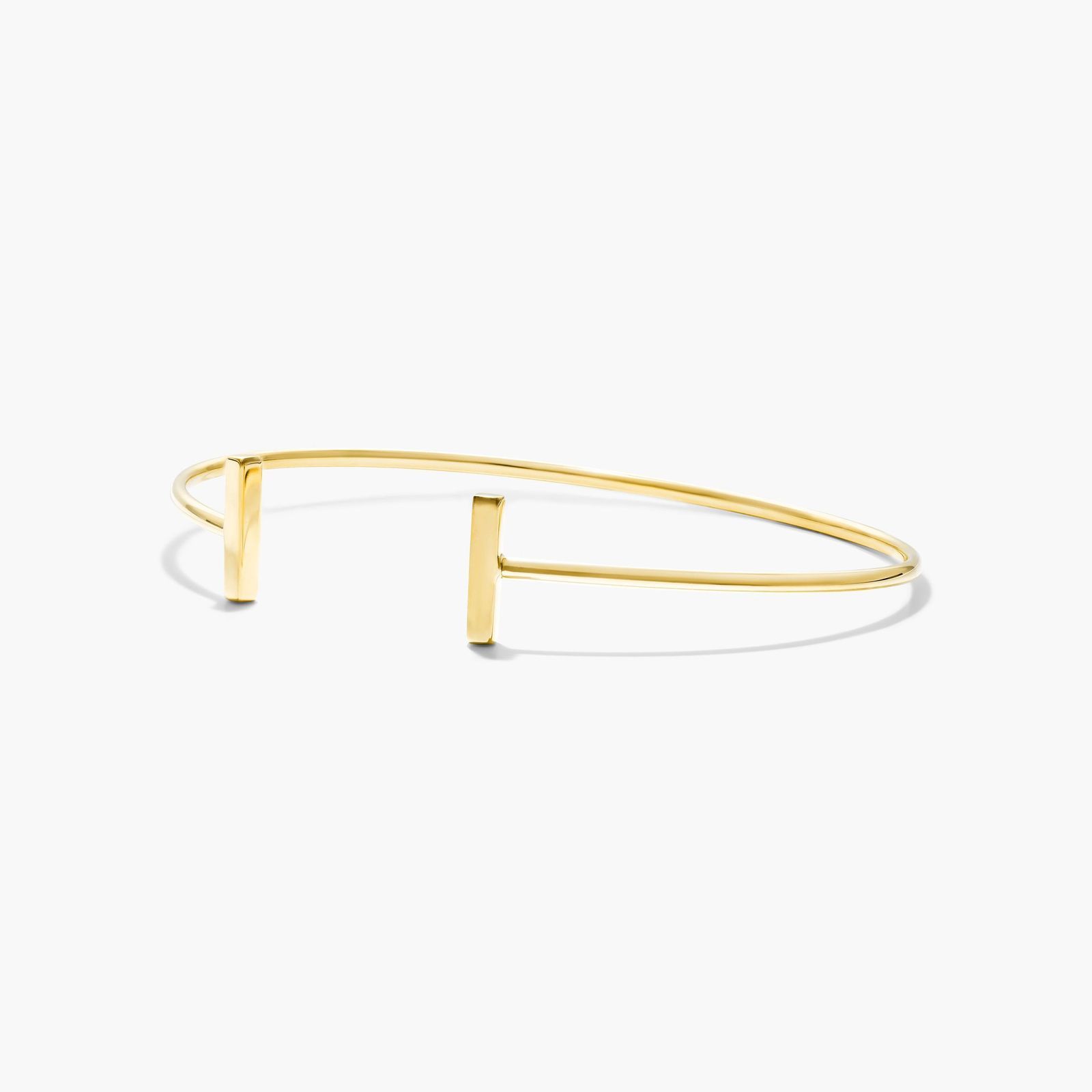 Staple Cuff Bangle In 14K Yellow Gold